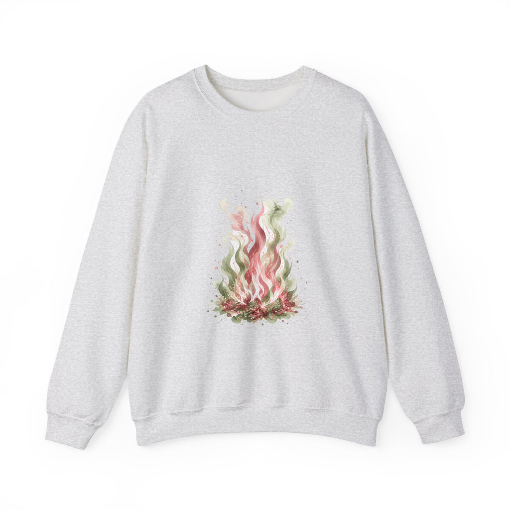 Matching Couple Sweatshirt - Wildfire & Waterfall Matching Couple Premium Fleece Sweatshirt Watercolor Art His Hers Birthday Gift - Design A
