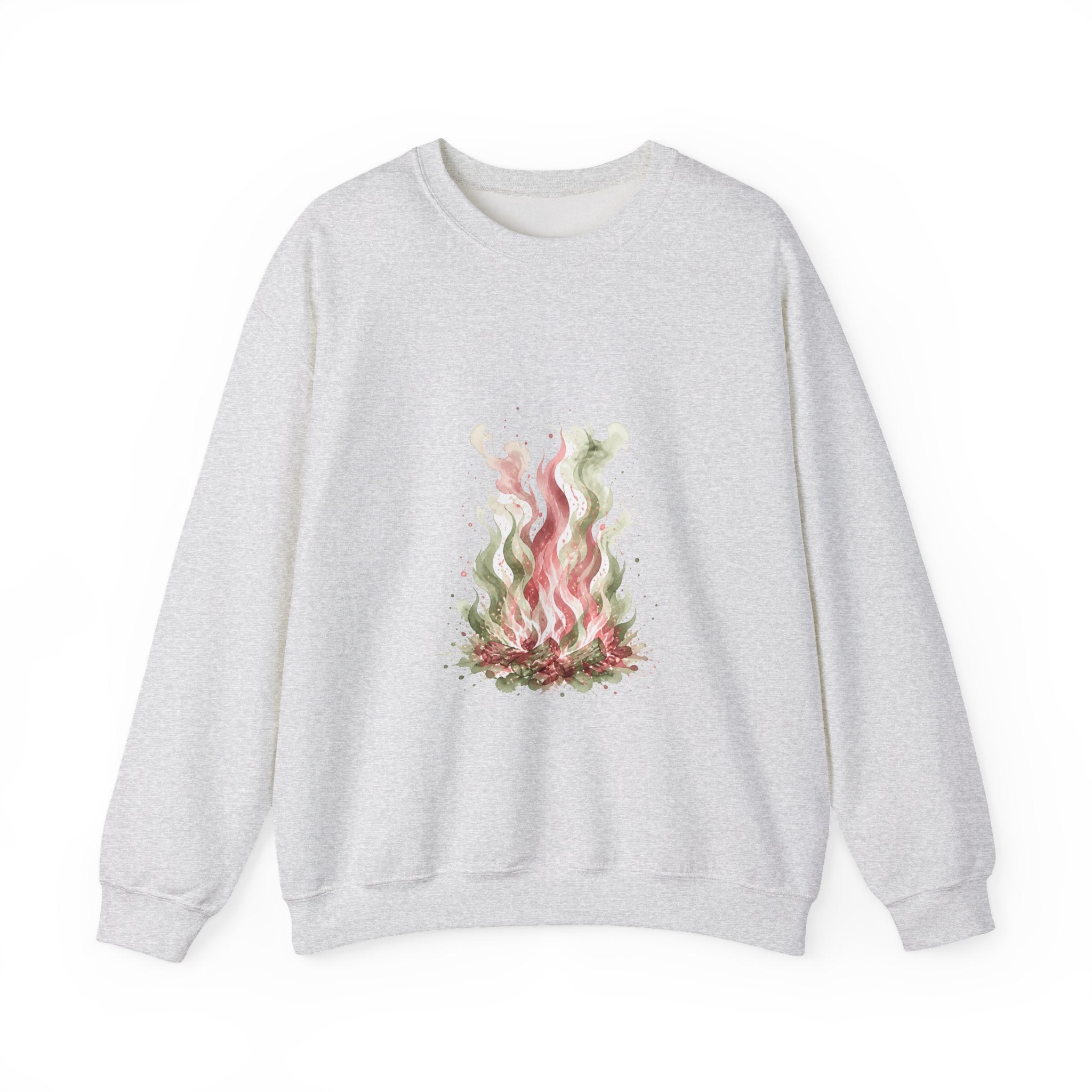 Matching Couple Sweatshirt - Wildfire & Waterfall Matching Couple Premium Fleece Sweatshirt Watercolor Art His Hers Birthday Gift - Design A