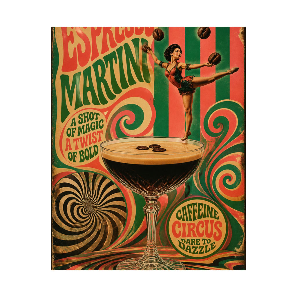 Espresso Martini Acrobat Wall Art Poster 24×36 Psychedelic Dining Room Decor Maximalist Print