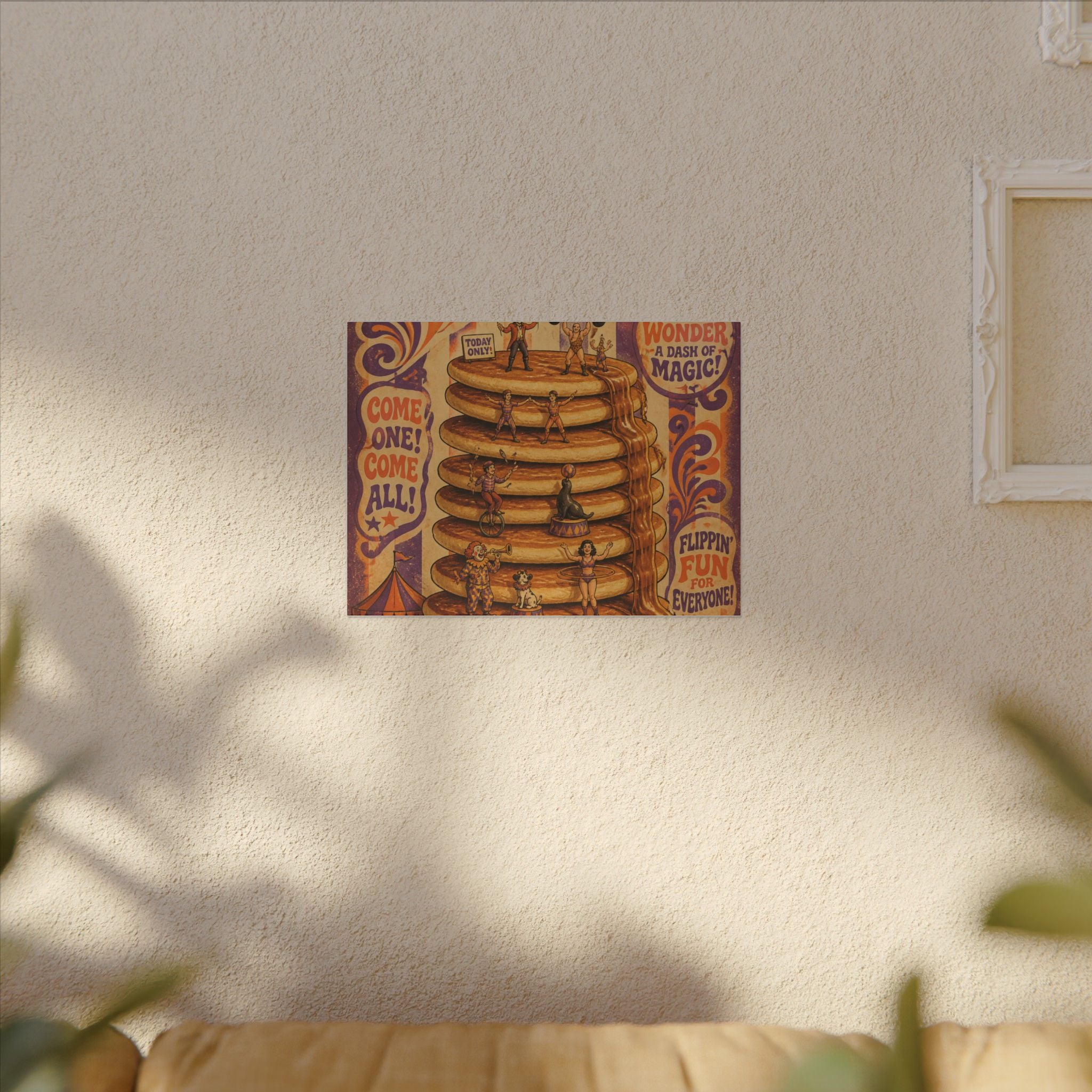Pancake Stack Platform Wall Art Canvas 24×36 Psychedelic Dining Room Decor Maximalist Print