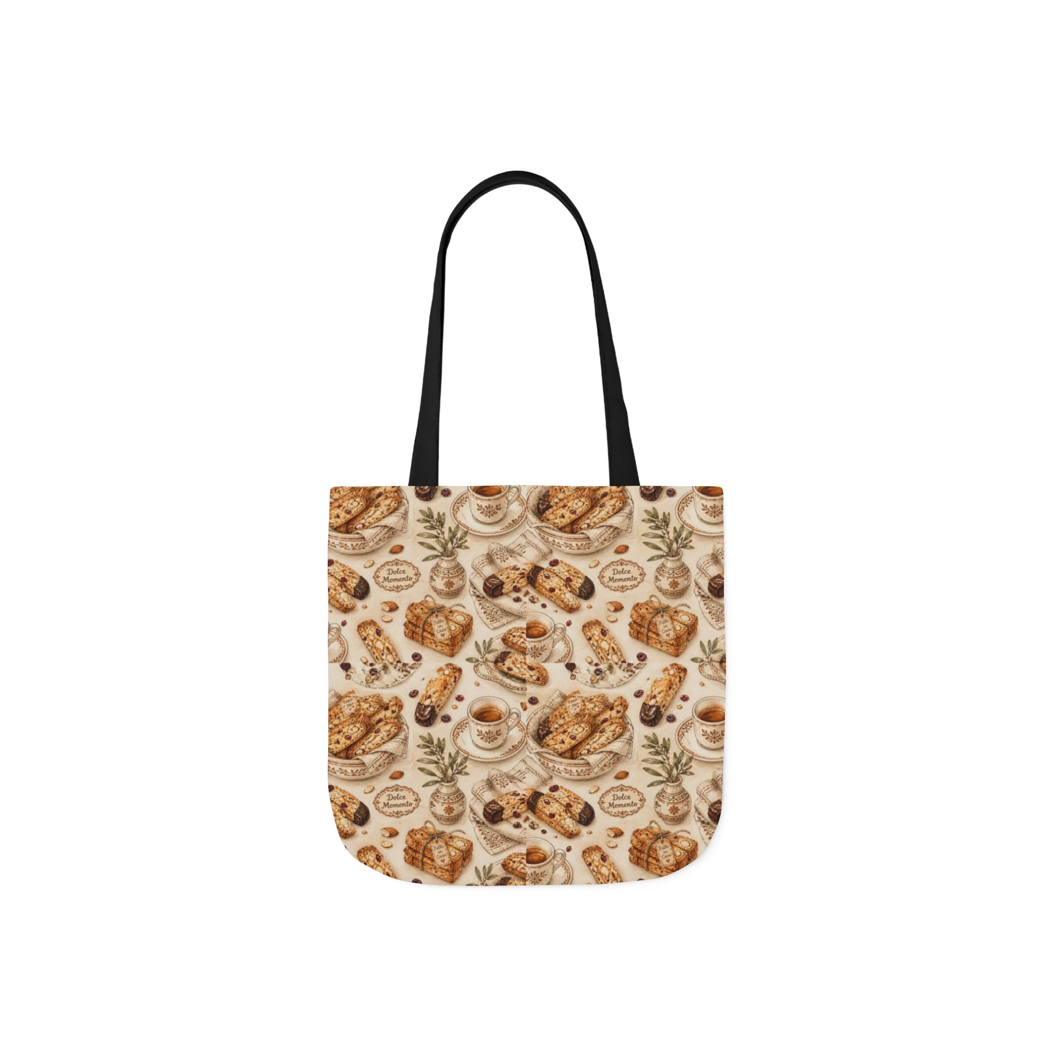 Almond Biscotti Canvas Tote Bag Mediterranean Kitchen Watercolor Design Italian Cottagecore Gift