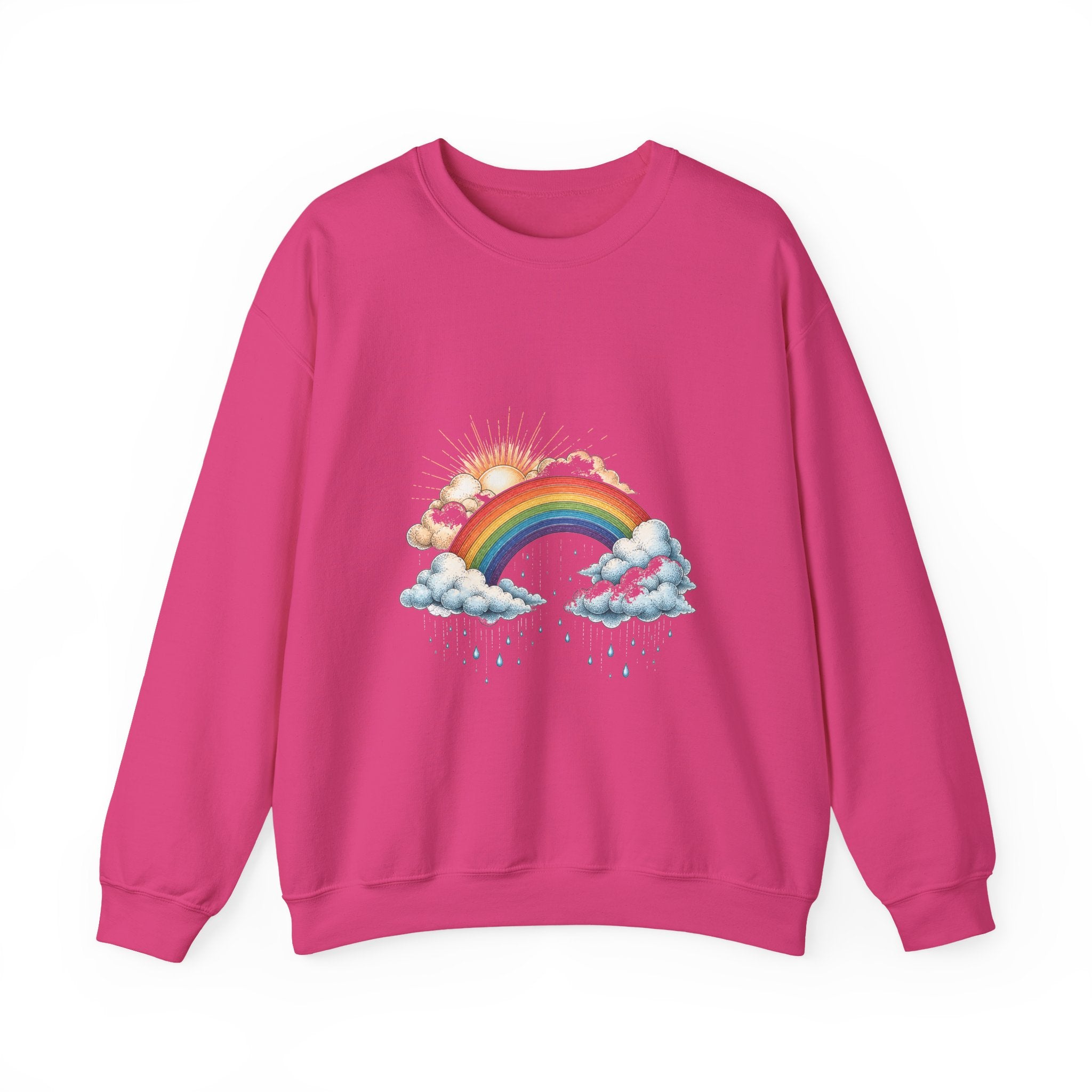 Matching Couple Sweatshirt - Storm & Rainbow Matching Couple Comfort Colors Crew Hand-Drawn Art His Hers Anniversary Gift - Design B