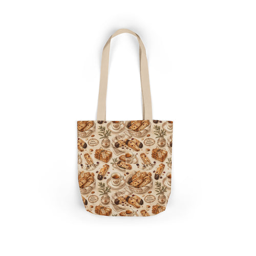 Almond Biscotti Canvas Tote Bag Mediterranean Kitchen Watercolor Design Italian Cottagecore Gift