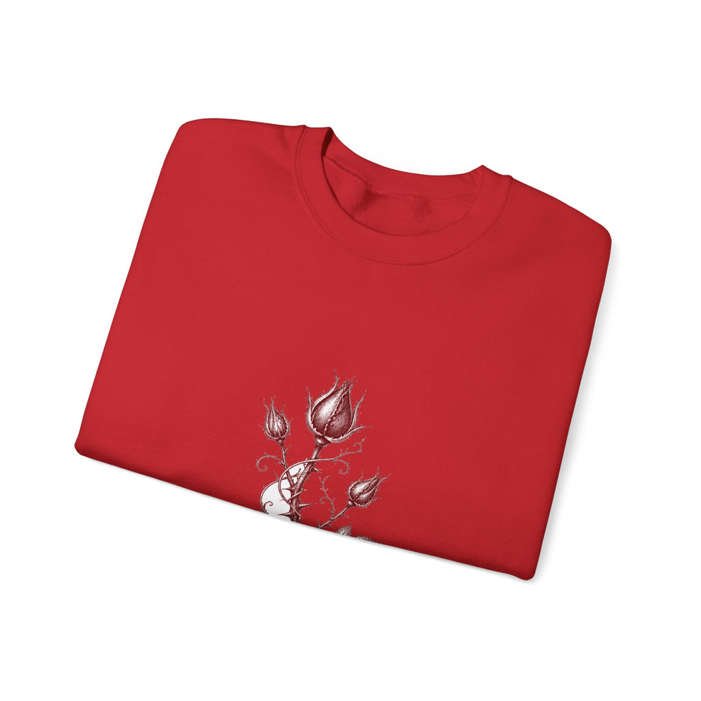 Matching Couple Sweatshirt - Rose & Thorn Matching Couple Crewneck Sweatshirt Hand-Drawn Art His Hers Best Friend Gift - Design B