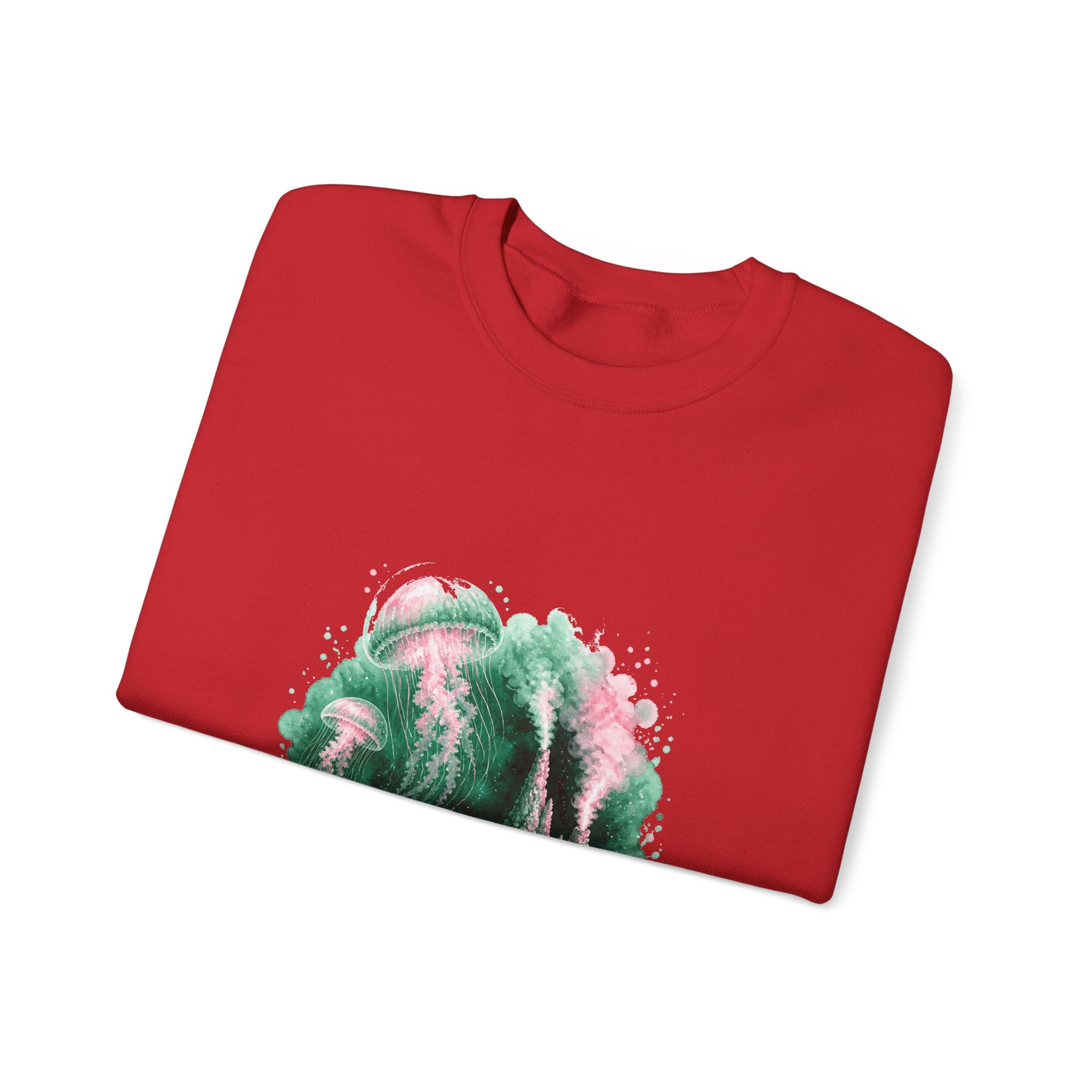 Matching Couple Sweatshirt - Coral Reef & Deep Sea Matching Couple Crewneck Sweatshirt Watercolor Art His Hers Engagement Gift - Design B