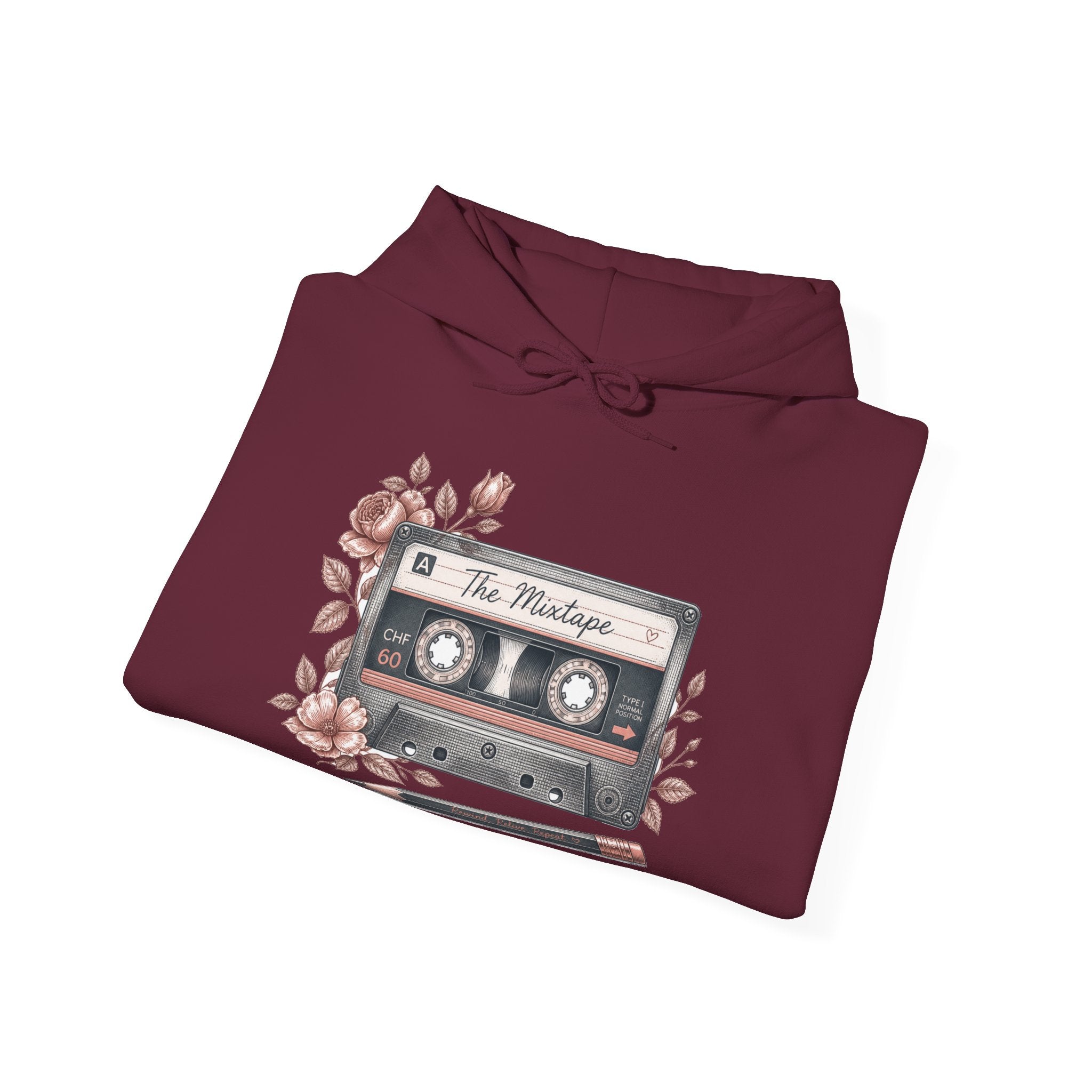 Matching Couple Sweatshirt - Vinyl & Cassette Matching Couple Hooded Sweatshirt Vintage Art His Hers Wedding Gift - Design B