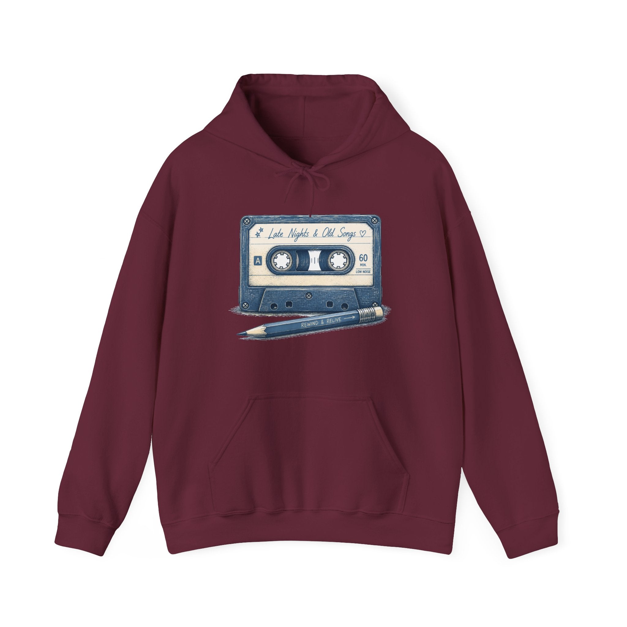 Matching Couple Sweatshirt - Vinyl & Cassette Matching Couple Hooded Sweatshirt Hand-Drawn Art His Hers Best Friend Gift - Design B
