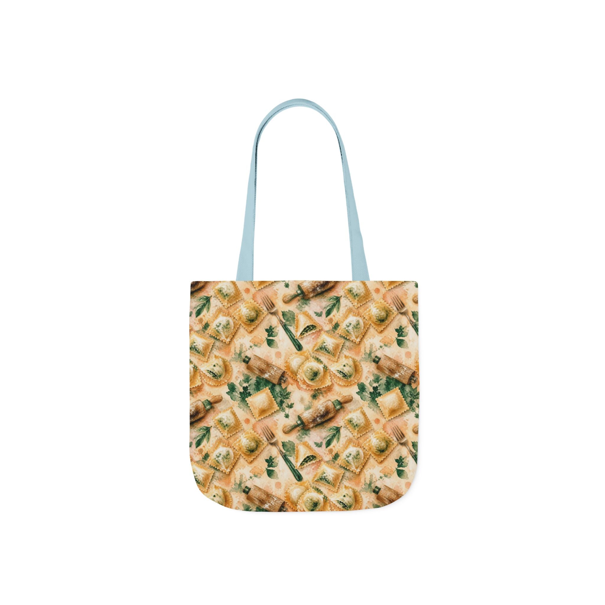Fresh Ravioli Canvas Tote Bag Mediterranean Kitchen Watercolor Splash Design Italian Cottagecore Gift