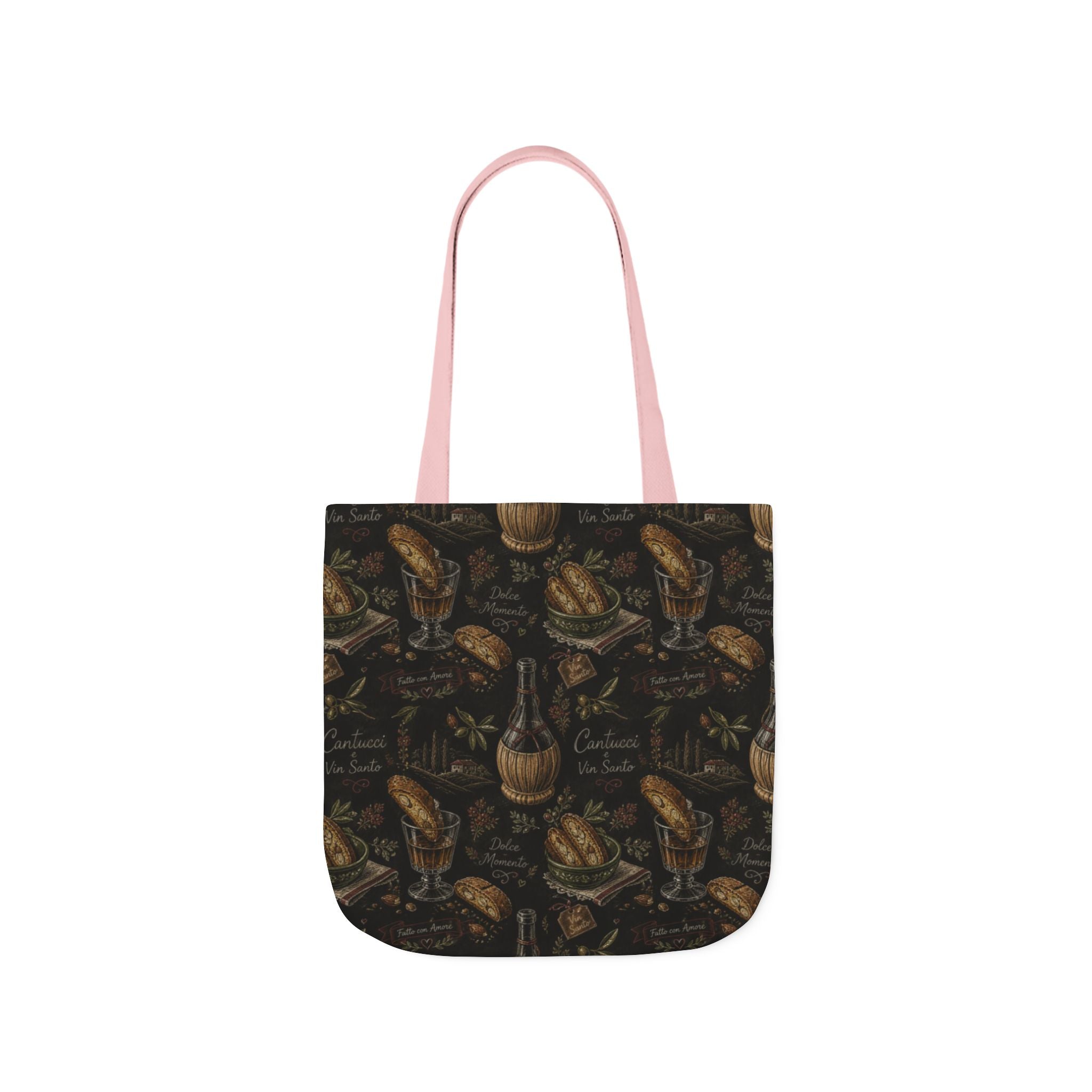 Biscotti & Vin Santo Canvas Tote Bag Mediterranean Kitchen Chalk Art Design Italian Cottagecore Gift