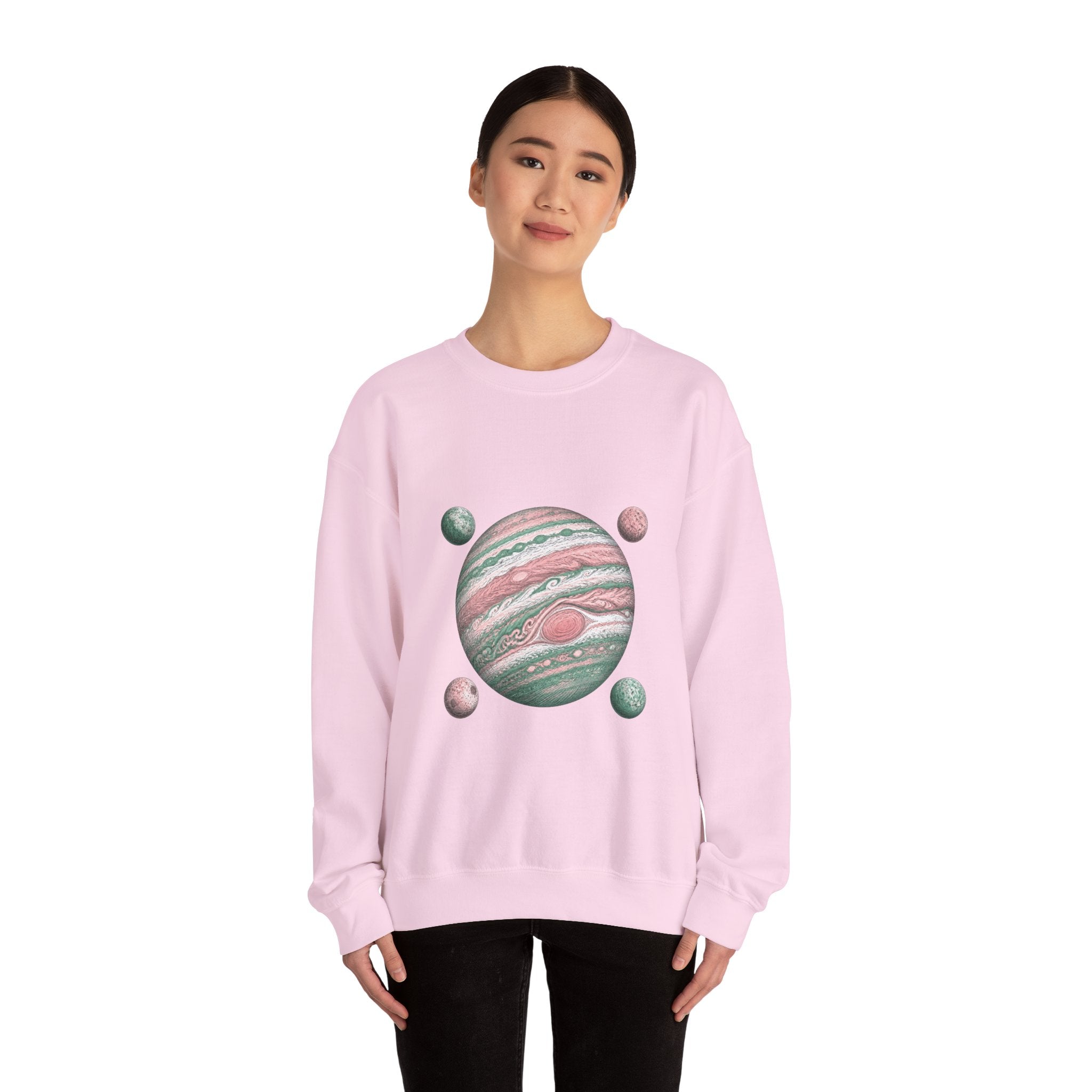 Matching Couple Sweatshirt - Saturn & Jupiter Matching Couple Premium Fleece Sweatshirt Hand-Drawn Art His Hers Anniversary Gift - Design B
