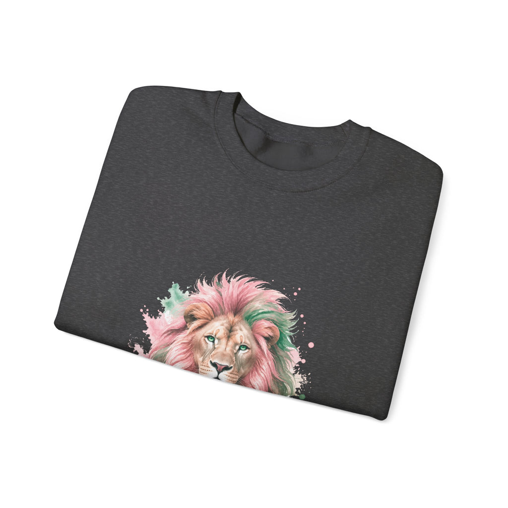 Matching Couple Sweatshirt - Lion & Lamb Matching Couple Premium Fleece Sweatshirt Watercolor Art His Hers Birthday Gift - Design A