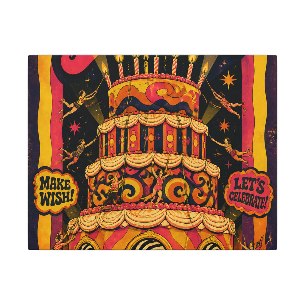 Birthday Cake Trapeze Wall Art Canvas 16×20 Psychedelic Cafe Decor Maximalist Print