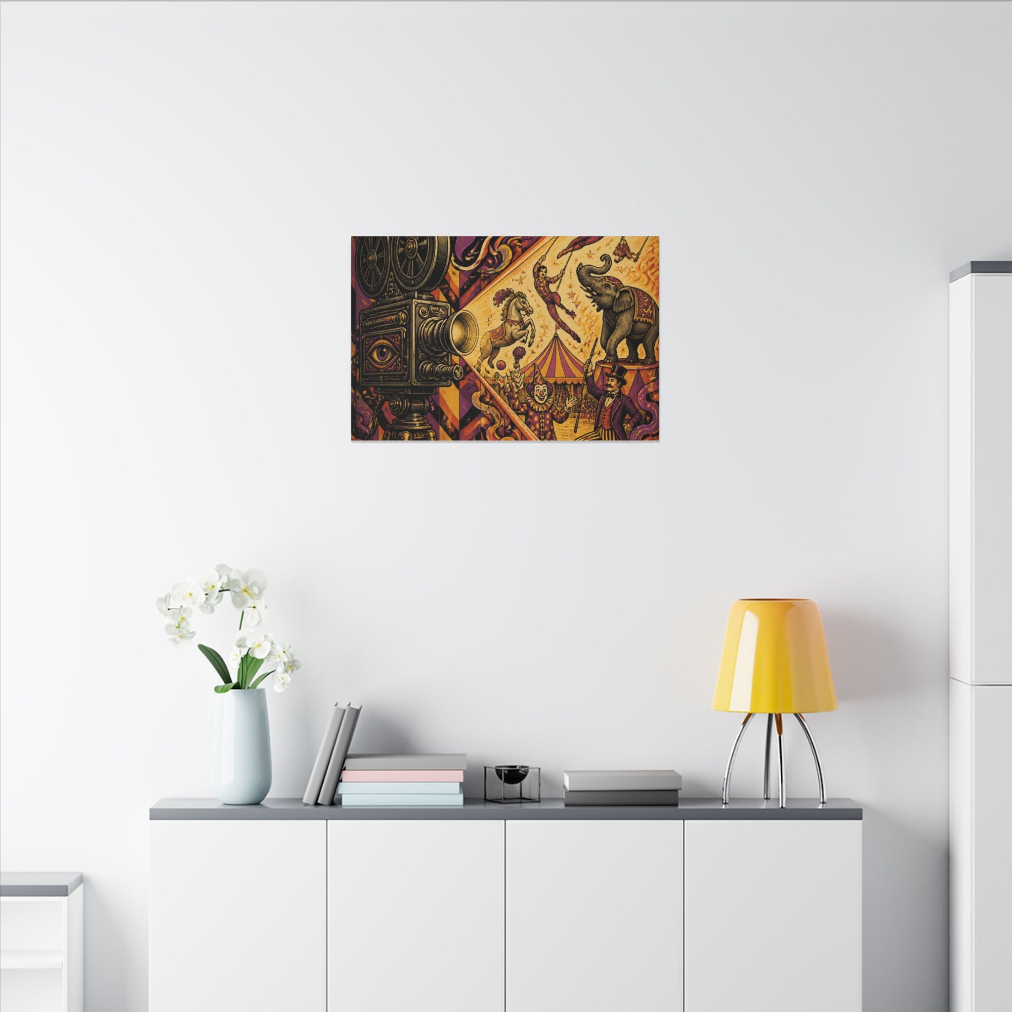 Film Camera Projector Show Wall Art Canvas 24×36 Psychedelic Dining Room Decor Maximalist Print