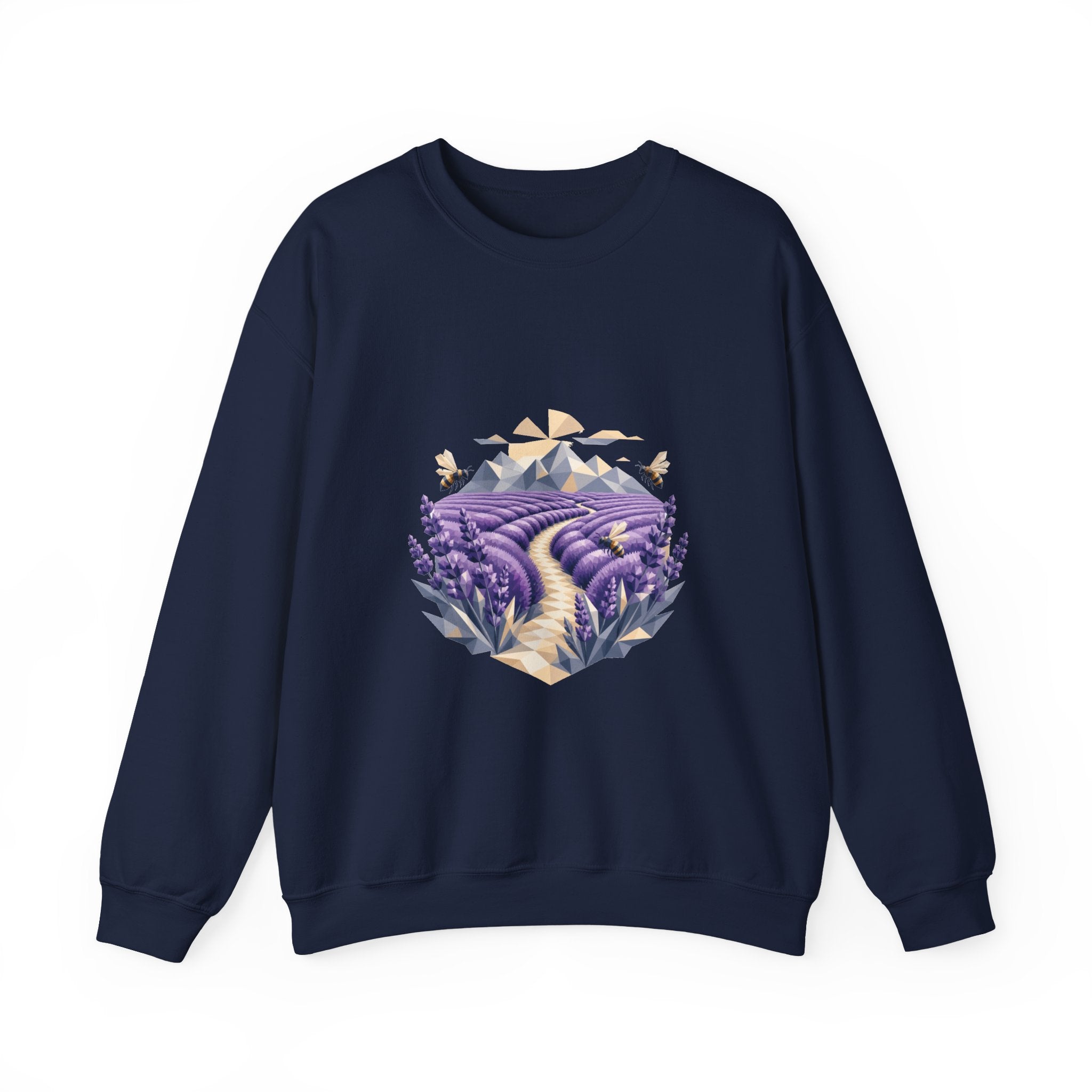 Matching Couple Sweatshirt - Lavender Fields & Canyon Matching Couple Crewneck Sweatshirt Geometric Art His Hers Couple Gift - Design A