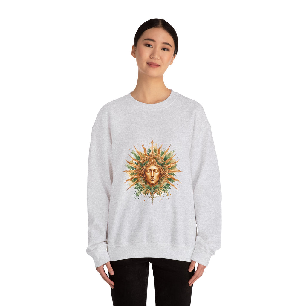 Matching Couple Sweatshirt - Helios & Selene Matching Couple Crewneck Sweatshirt Watercolor Art His Hers Engagement Gift - Design A