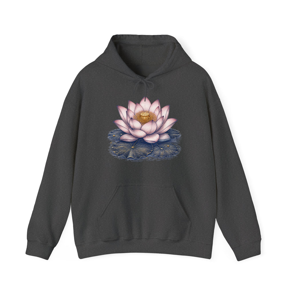 Matching Couple Sweatshirt - Open & Closed Lotus Matching Couple Hooded Sweatshirt Vintage Art His Hers Wedding Gift - Design A