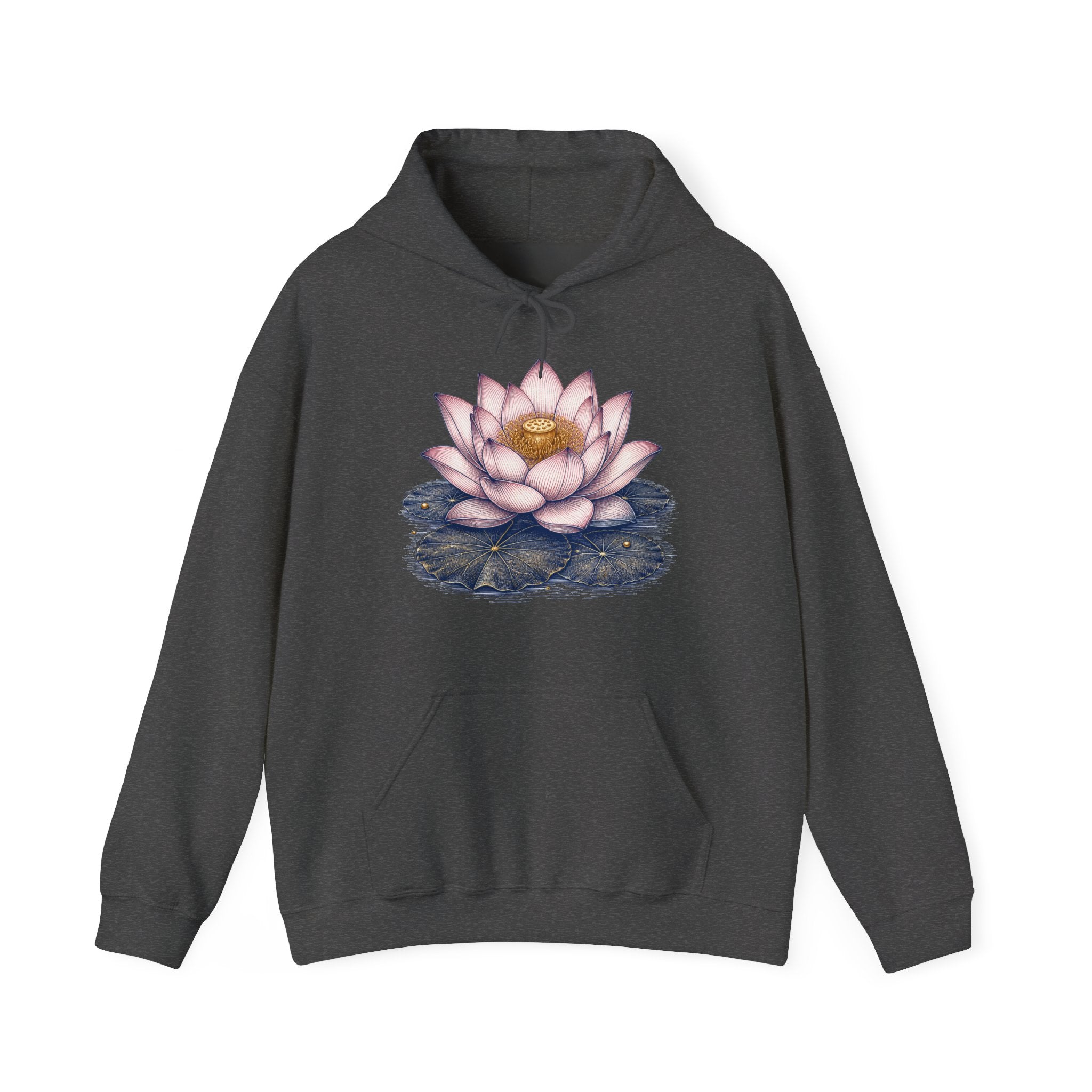 Matching Couple Sweatshirt - Open & Closed Lotus Matching Couple Hooded Sweatshirt Vintage Art His Hers Wedding Gift - Design A