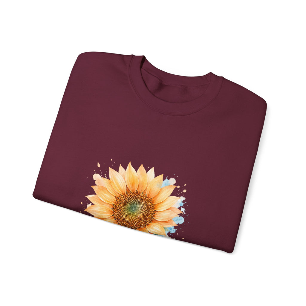 Matching Couple Sweatshirt - Sunflower & Moonflower Matching Couple Crewneck Sweatshirt Watercolor Art His Hers Engagement Gift - Design A