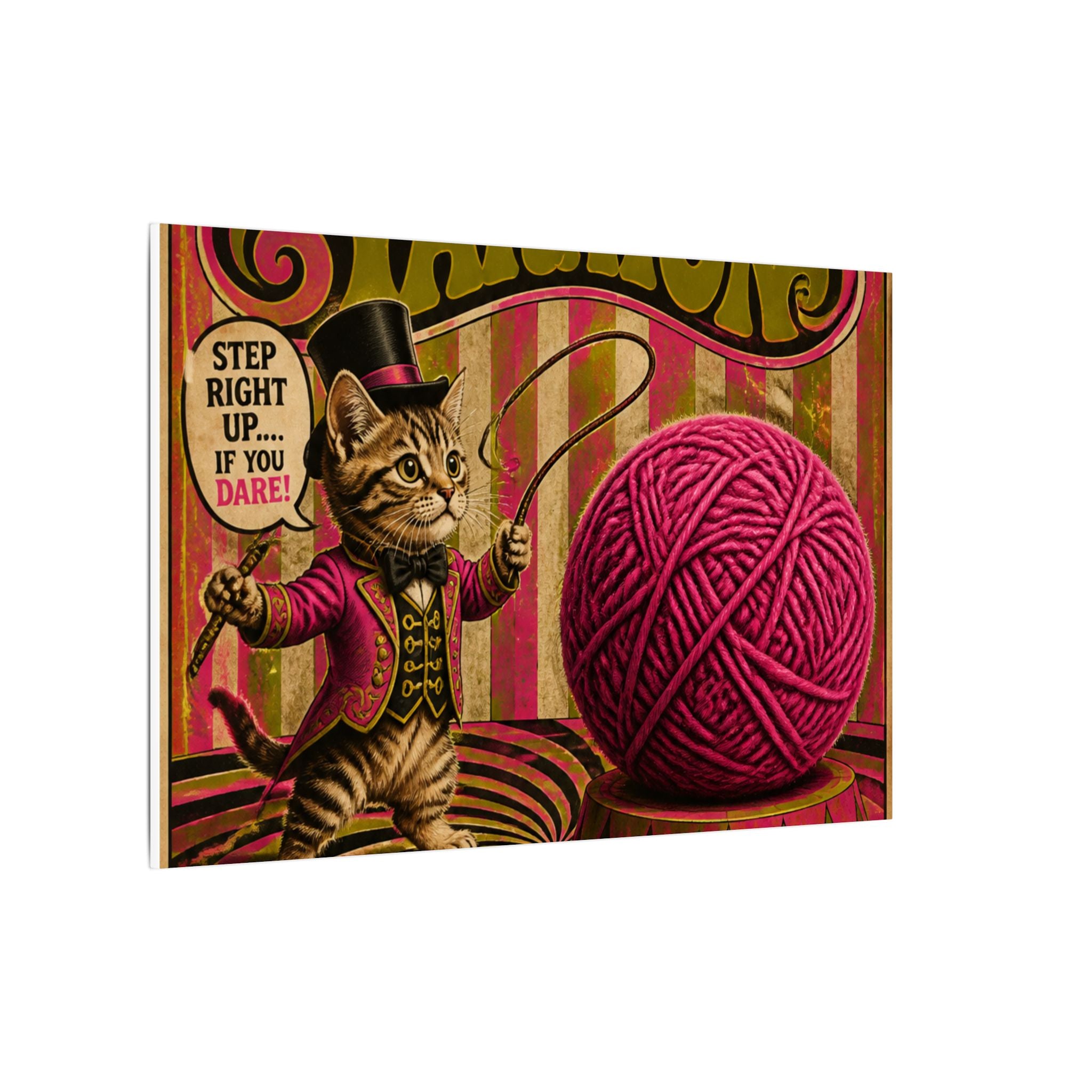Cat Lion Tamer Wall Art Canvas 16×20 Psychedelic Cafe Decor Maximalist Print