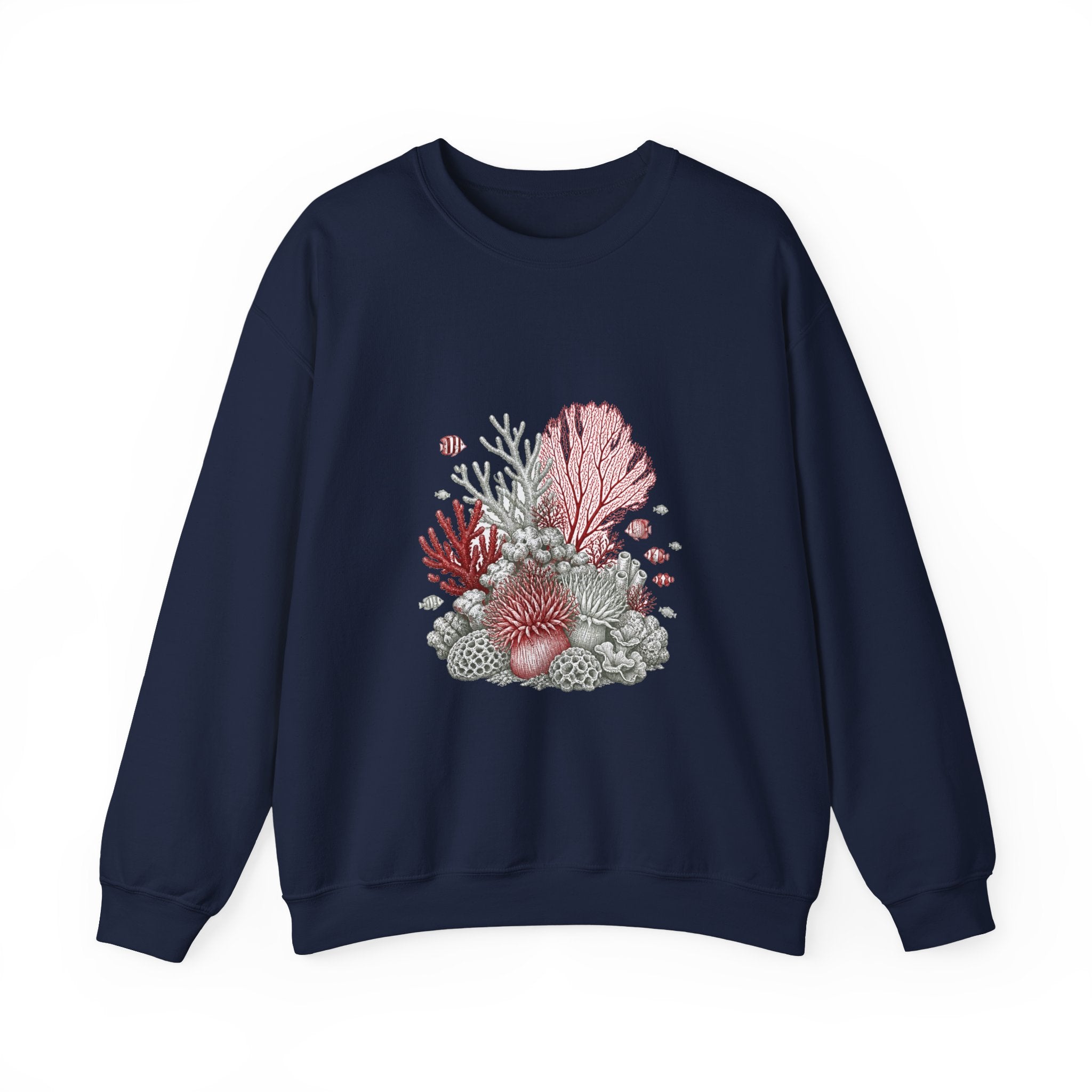 Matching Couple Sweatshirt - Coral Reef & Deep Sea Matching Couple Comfort Colors Crew Hand-Drawn Art His Hers Anniversary Gift - Design A