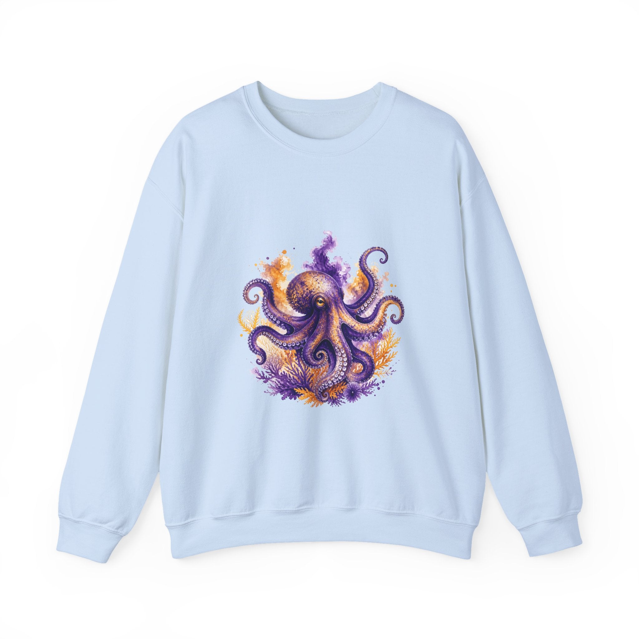Matching Couple Sweatshirt - Octopus & Jellyfish Matching Couple Comfort Colors Crew Watercolor Art His Hers Birthday Gift - Design A