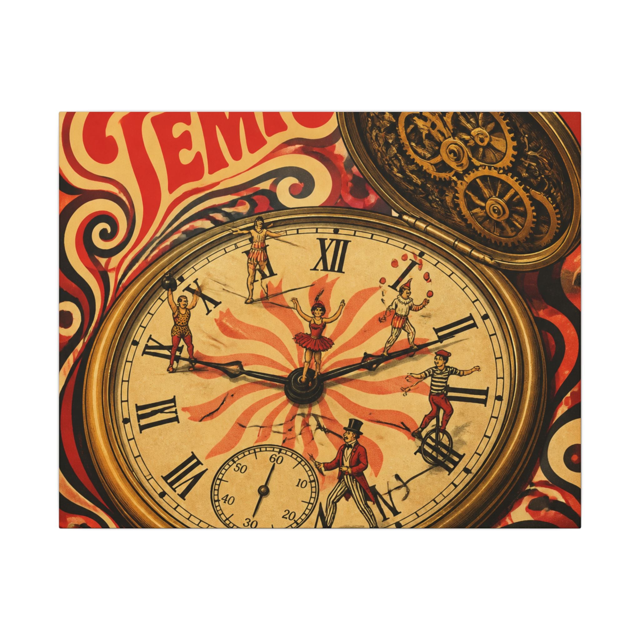 Pocket Watch Performers Wall Art Canvas 16×20 Psychedelic Cafe Decor Maximalist Print