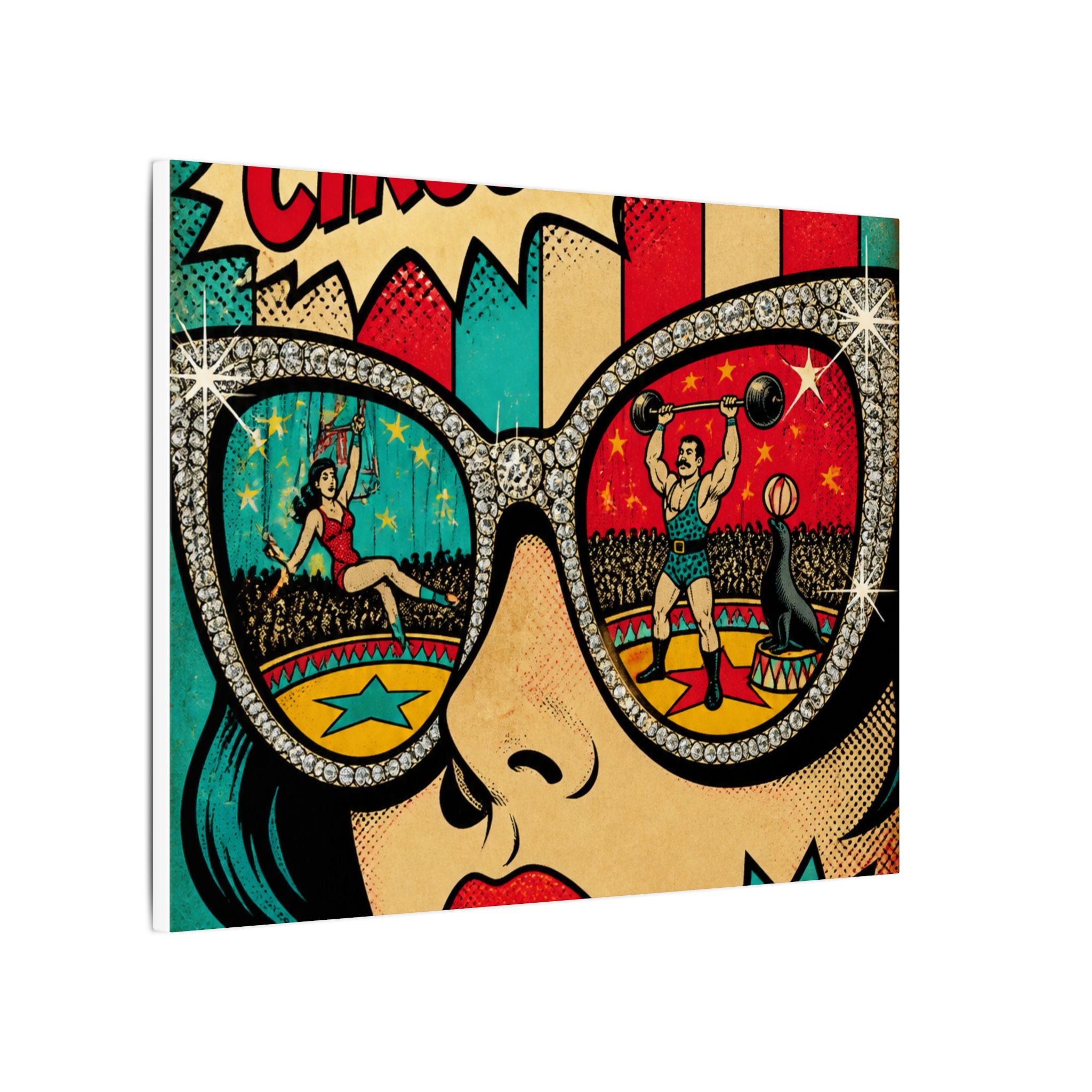 Sunglasses Circus Ring Wall Art Canvas 24×36 Pop Art Restaurant Decor Maximalist Print