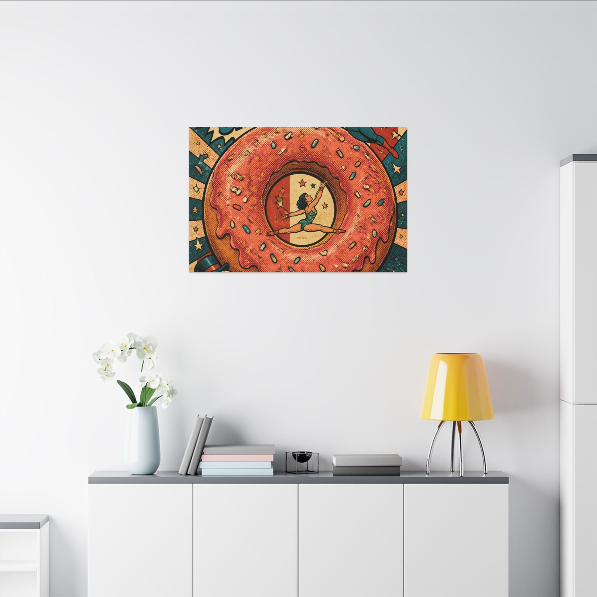 Donut Circus Ring Wall Art Canvas 24×36 Pop Art Restaurant Decor Maximalist Print