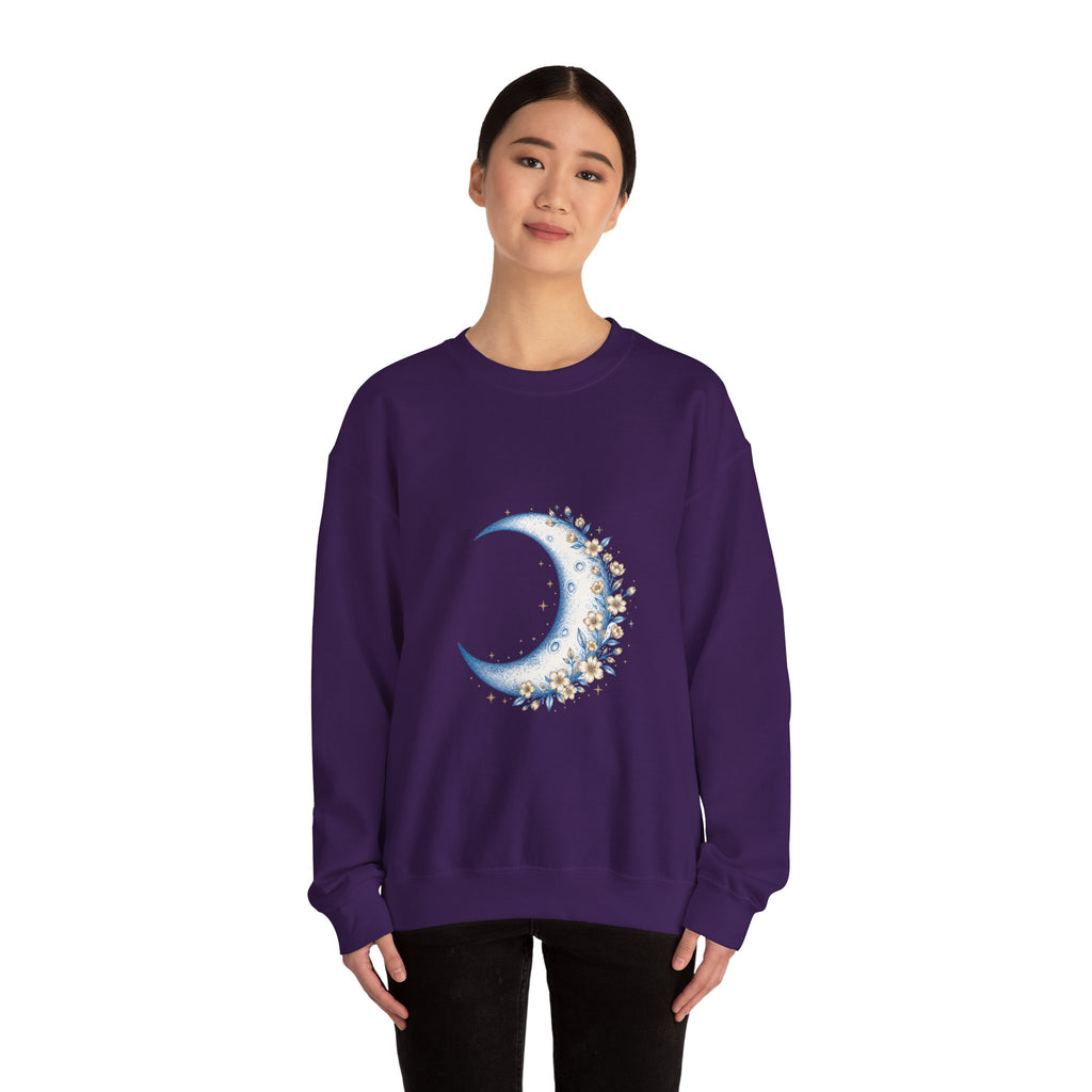 Matching Couple Sweatshirt - Waxing & Waning Moon Matching Couple Crewneck Sweatshirt Hand-Drawn Art His Hers Best Friend Gift - Design A