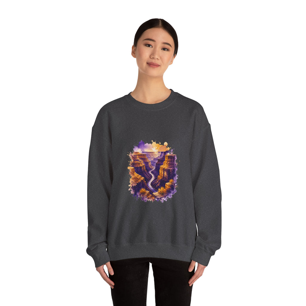 Matching Couple Sweatshirt - Lavender Fields & Canyon Matching Couple Premium Fleece Sweatshirt Watercolor Art His Hers Birthday Gift - Design B