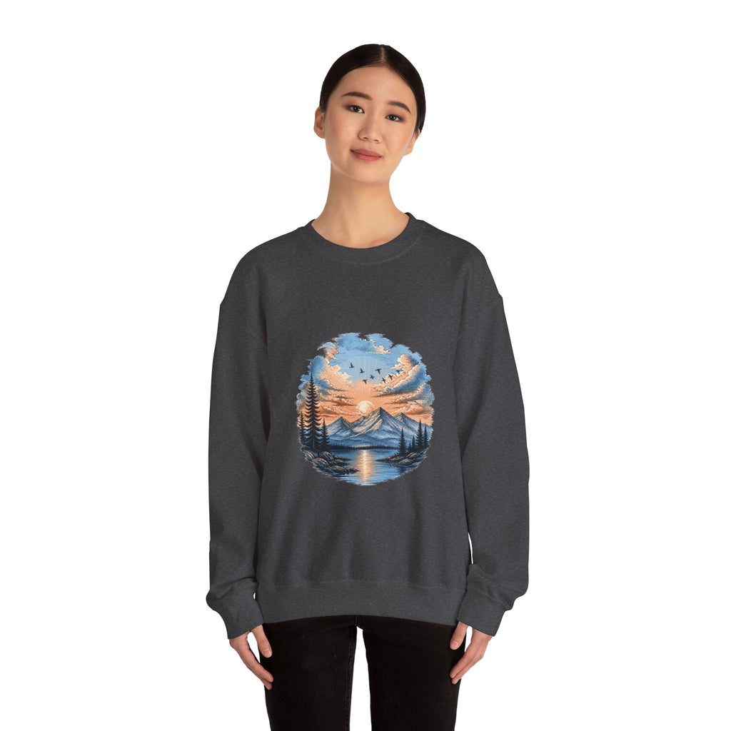 Matching Couple Sweatshirt - Sunrise & Sunset Matching Couple Crewneck Sweatshirt Hand-Drawn Art His Hers Best Friend Gift - Design B