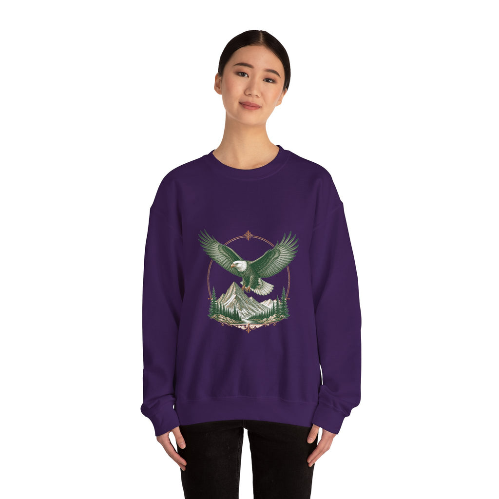 Matching Couple Sweatshirt - Eagle & Whale Matching Couple Premium Fleece Sweatshirt Vintage Art His Hers Honeymoon Gift - Design A