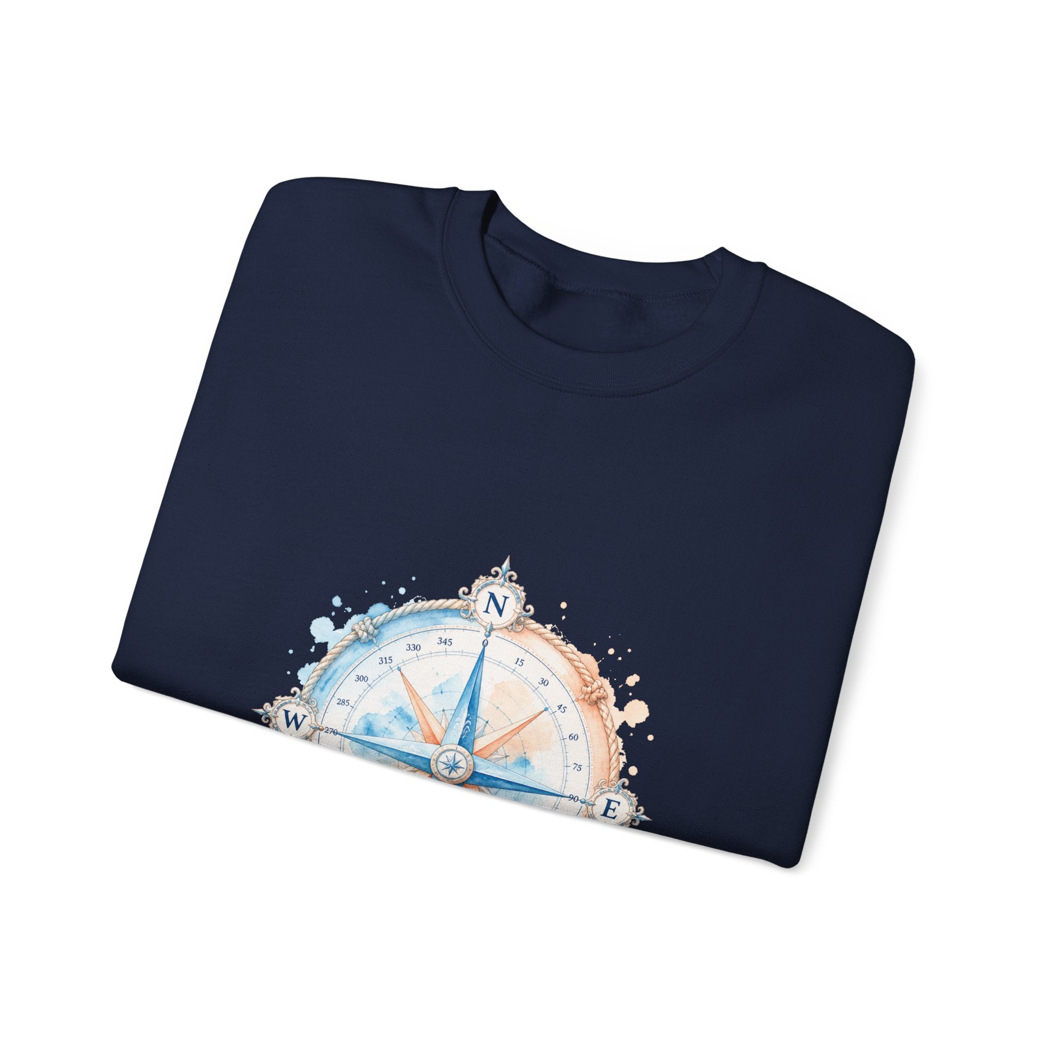 Matching Couple Sweatshirt - Compass North & South Matching Couple Premium Fleece Sweatshirt Watercolor Art His Hers Birthday Gift - Design A