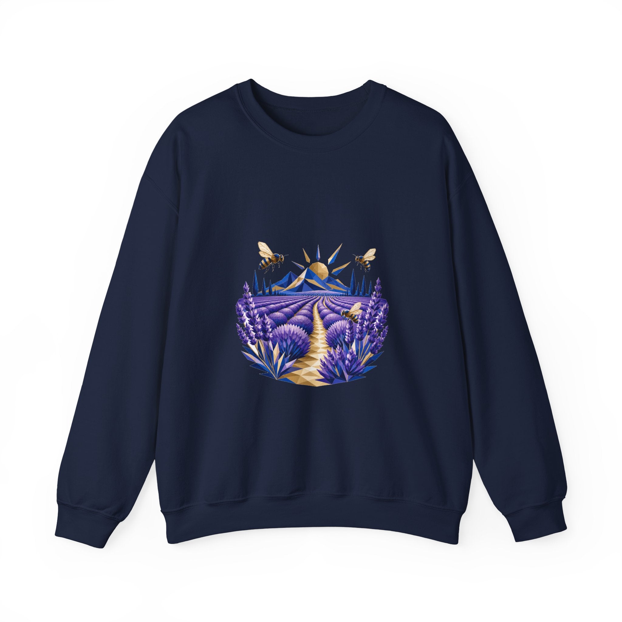 Matching Couple Sweatshirt - Lavender Fields & Canyon Matching Couple Comfort Colors Crew Geometric Art His Hers Love Gift - Design A