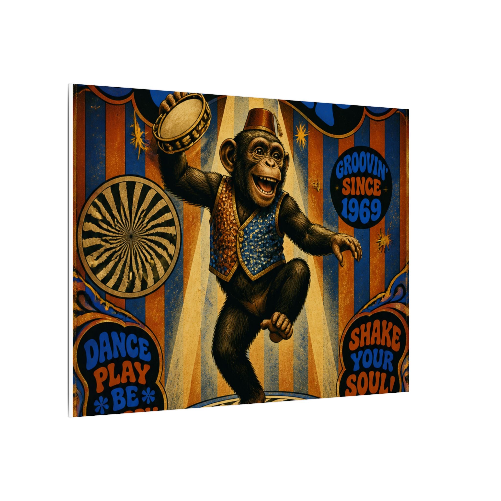 Dancing Monkey Wall Art Canvas 24×36 Psychedelic Dining Room Decor Maximalist Print
