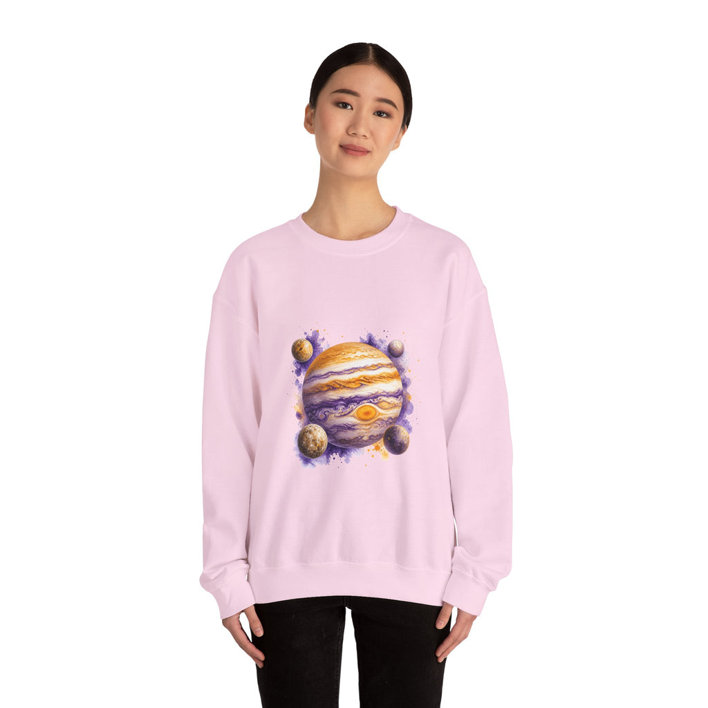 Matching Couple Sweatshirt - Saturn & Jupiter Matching Couple Comfort Colors Crew Watercolor Art His Hers Birthday Gift - Design B