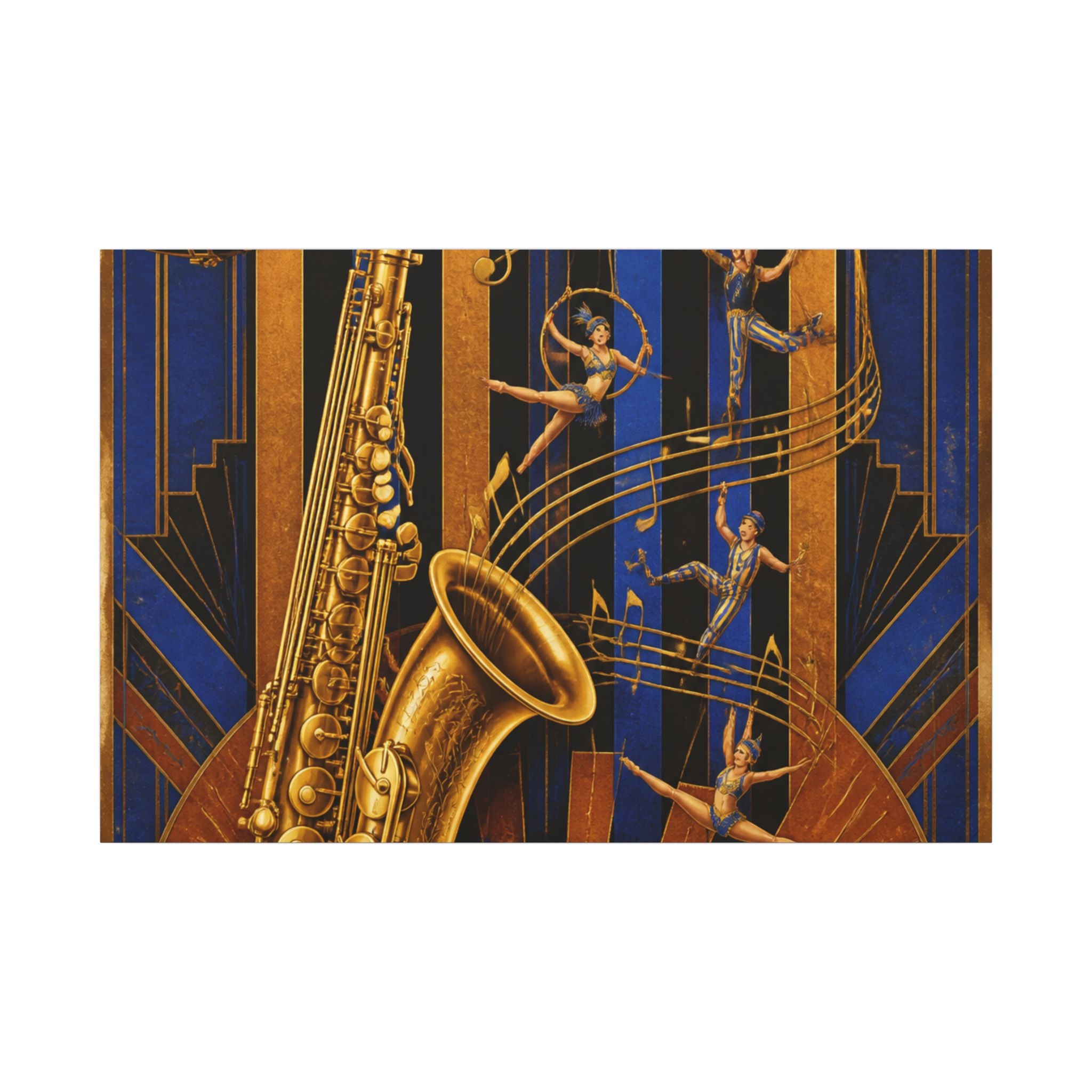 Saxophone Music Circus Wall Art Canvas 16×20 Art Deco Entryway Decor Maximalist Print