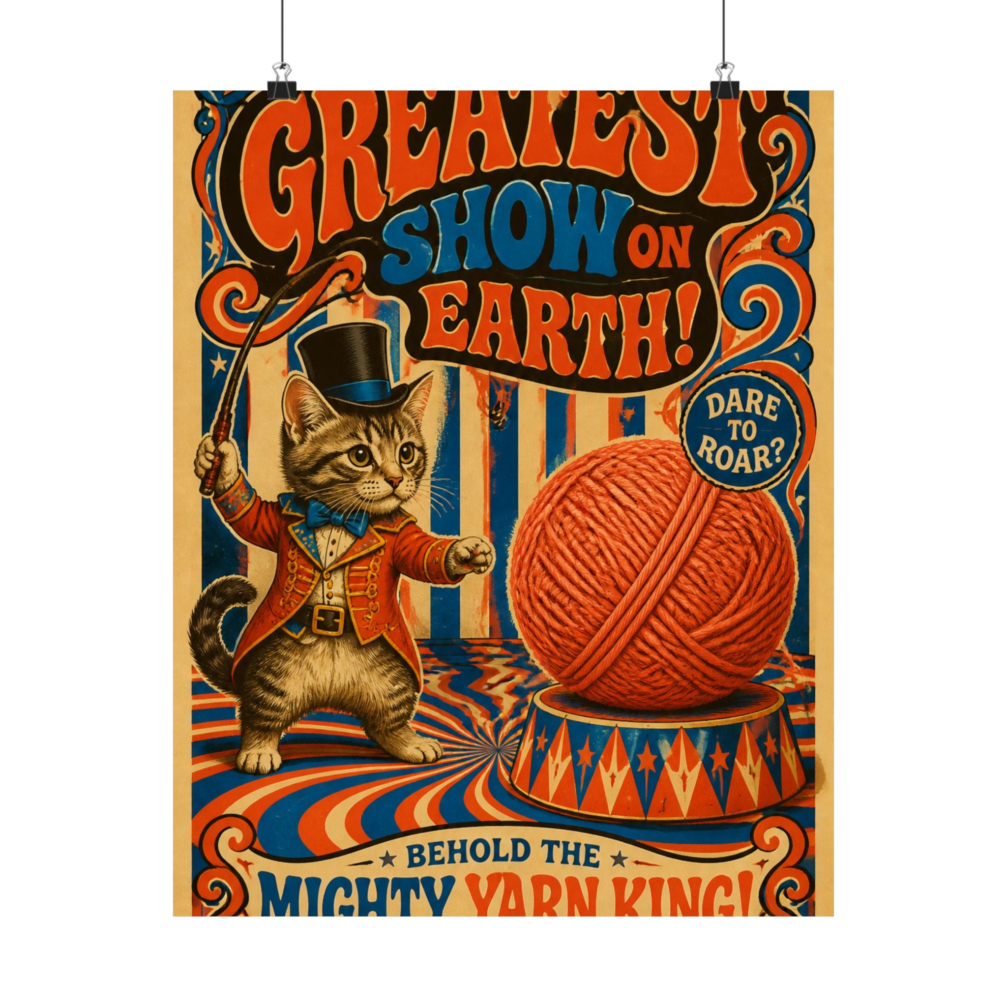 Cat Lion Tamer Wall Art Poster 18×24 Psychedelic Cafe Decor Maximalist Print