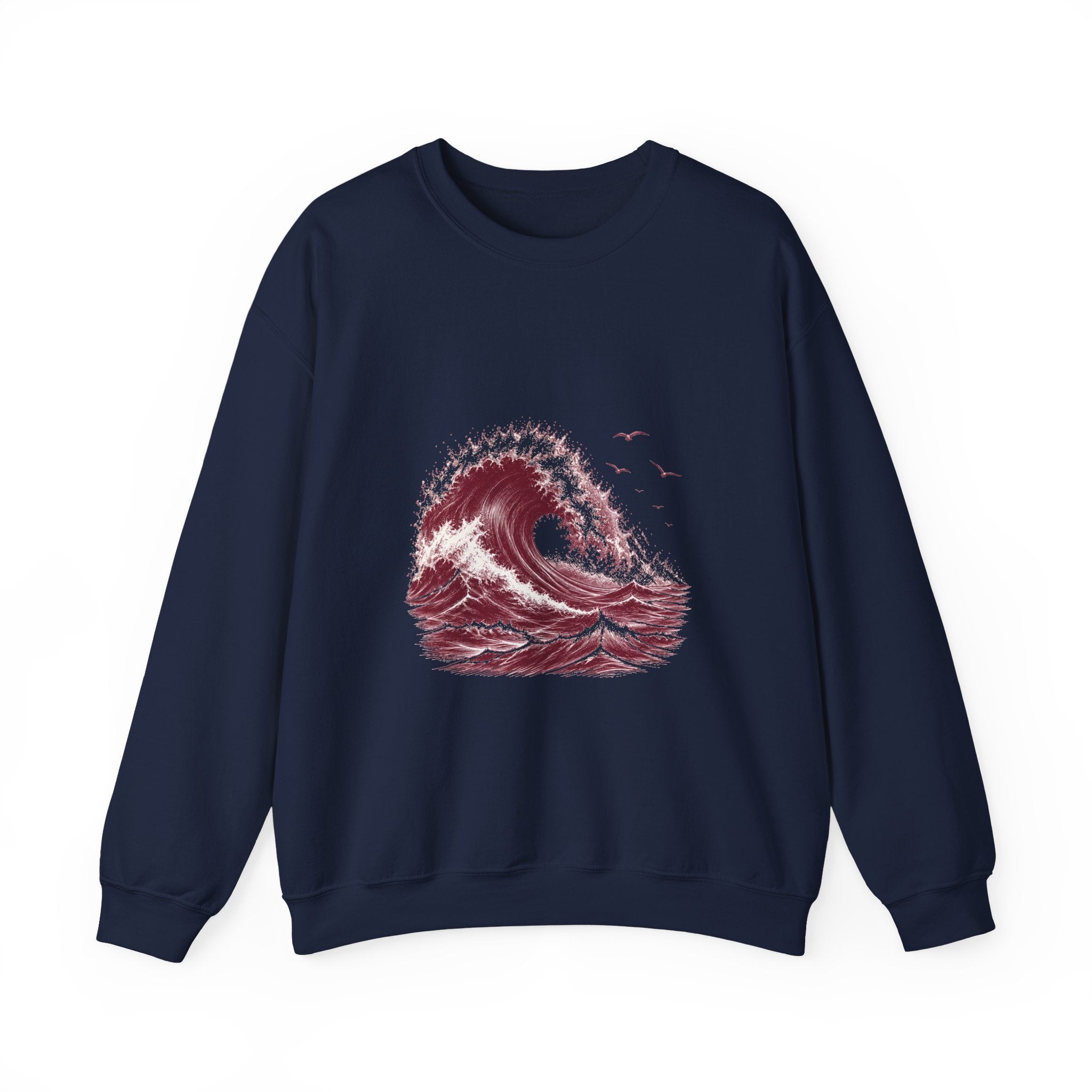 Matching Couple Sweatshirt - Mountain & Ocean Matching Couple Crewneck Sweatshirt Hand-Drawn Art His Hers Best Friend Gift - Design B
