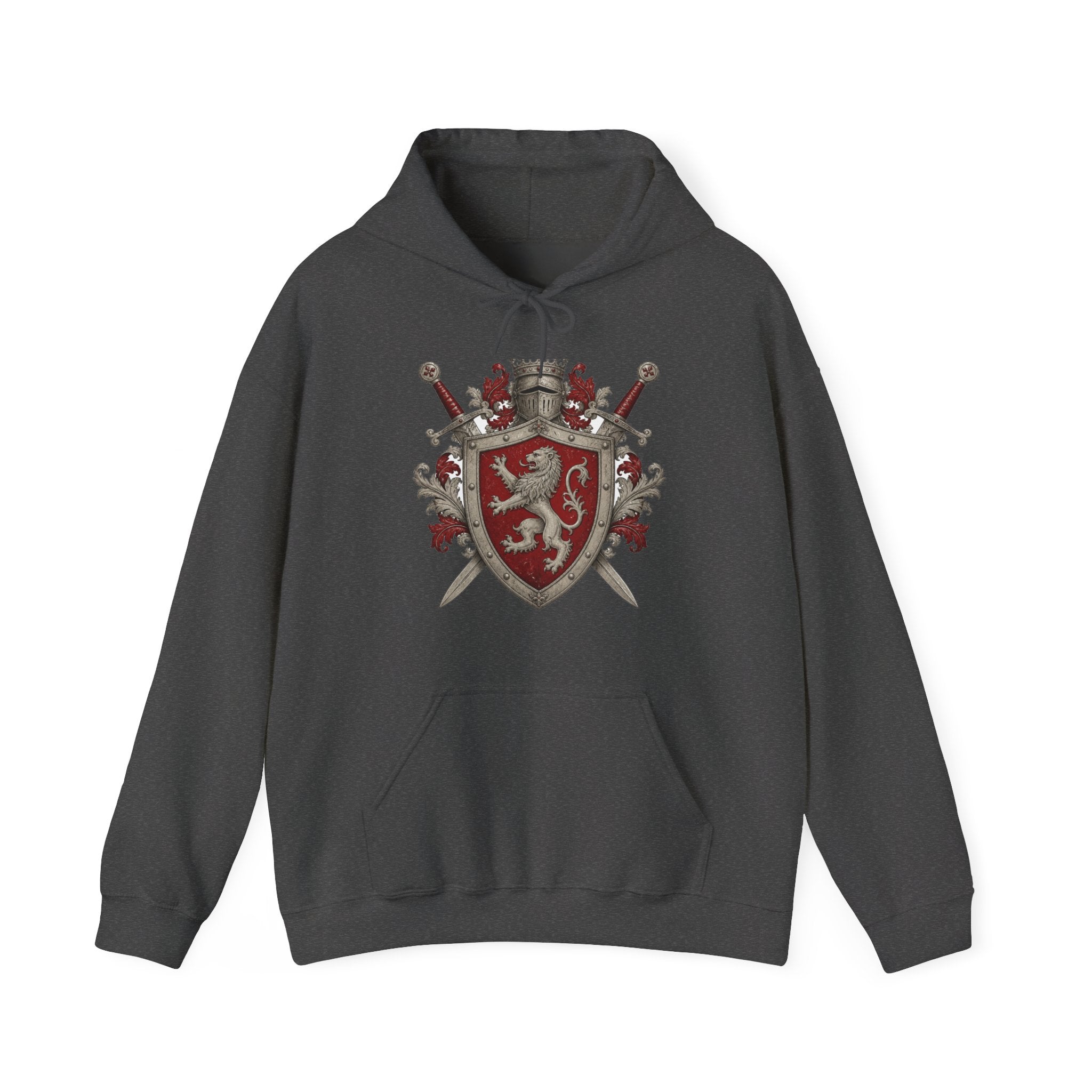 Matching Couple Sweatshirt - Crown & Shield Matching Couple Hooded Sweatshirt Vintage Art His Hers Wedding Gift - Design B