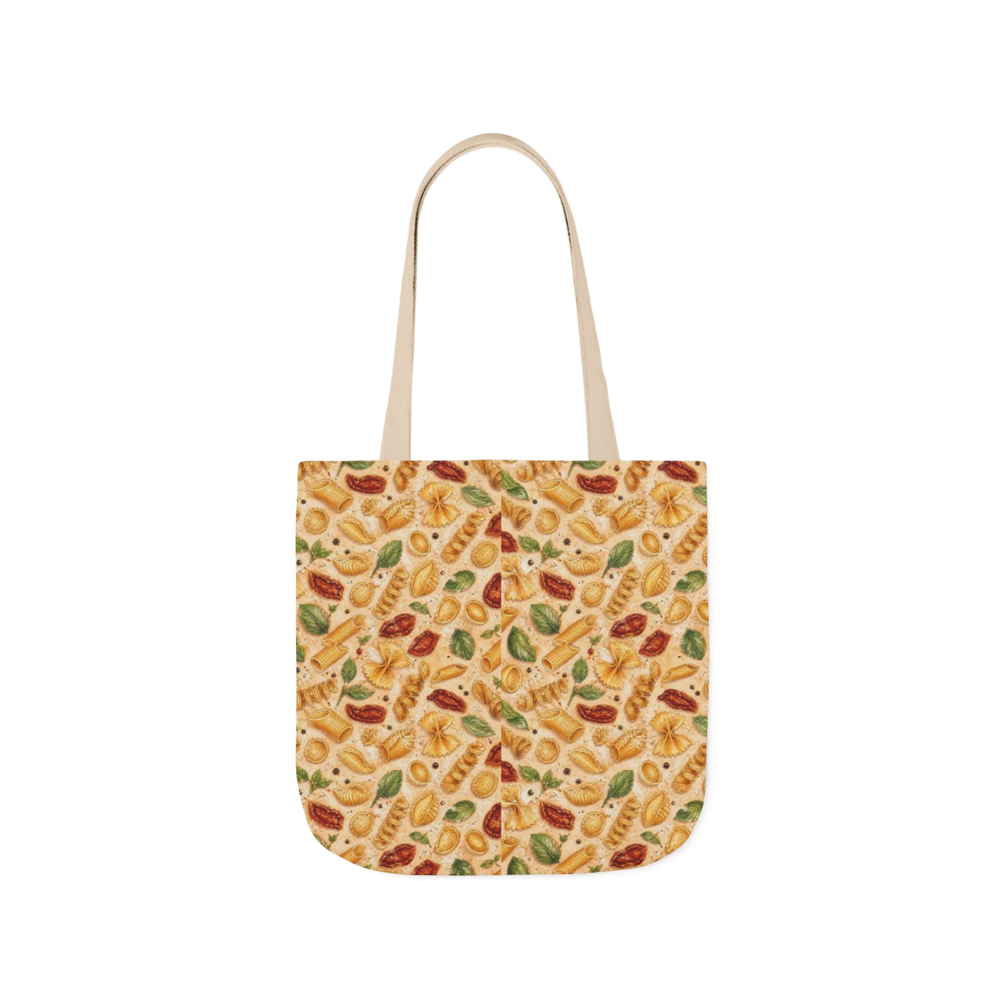 Italian Pasta Shapes Canvas Tote Bag Mediterranean Kitchen Watercolor Design Italian Cottagecore Gift