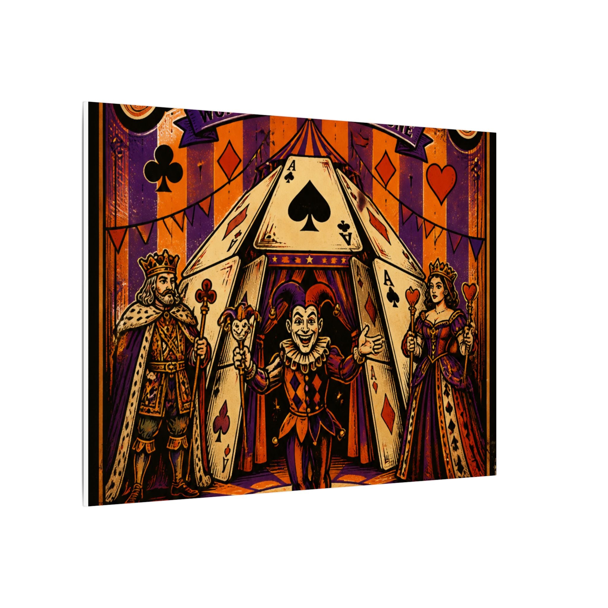 Playing Cards Tent Wall Art Canvas 24×36 Vintage Circus Bedroom Decor Maximalist Print