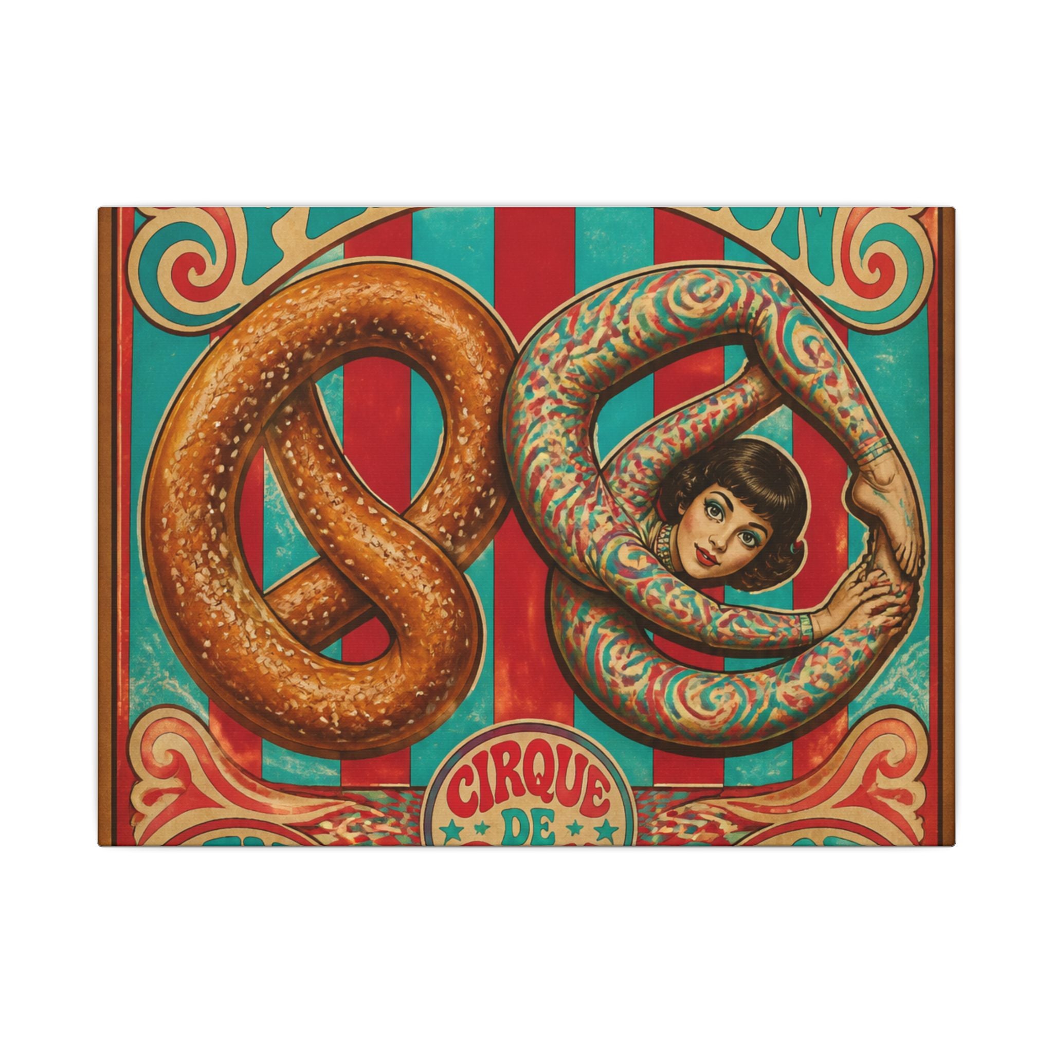 Pretzel Contortionist Wall Art Canvas 24×36 Psychedelic Dining Room Decor Maximalist Print