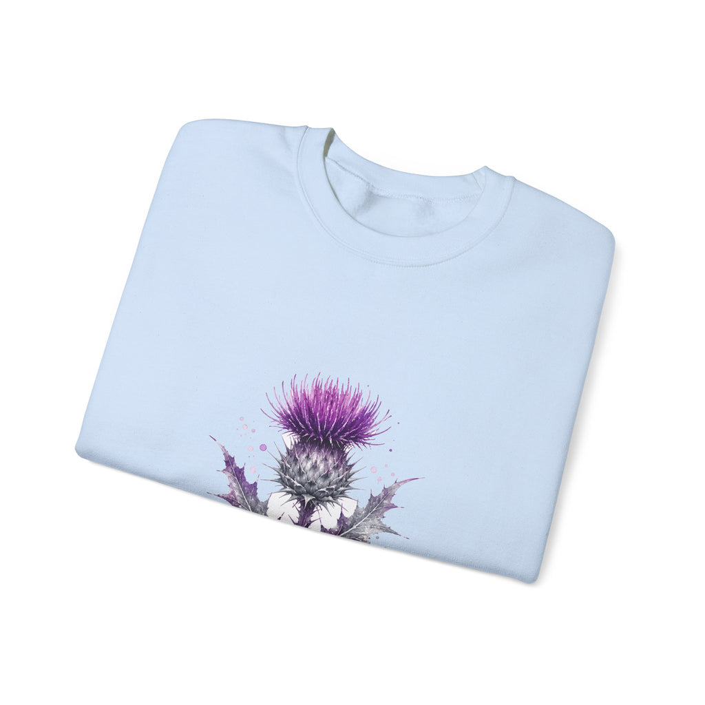 Matching Couple Sweatshirt - Lavender & Thistle Matching Couple Comfort Colors Crew Watercolor Art His Hers Birthday Gift - Design B