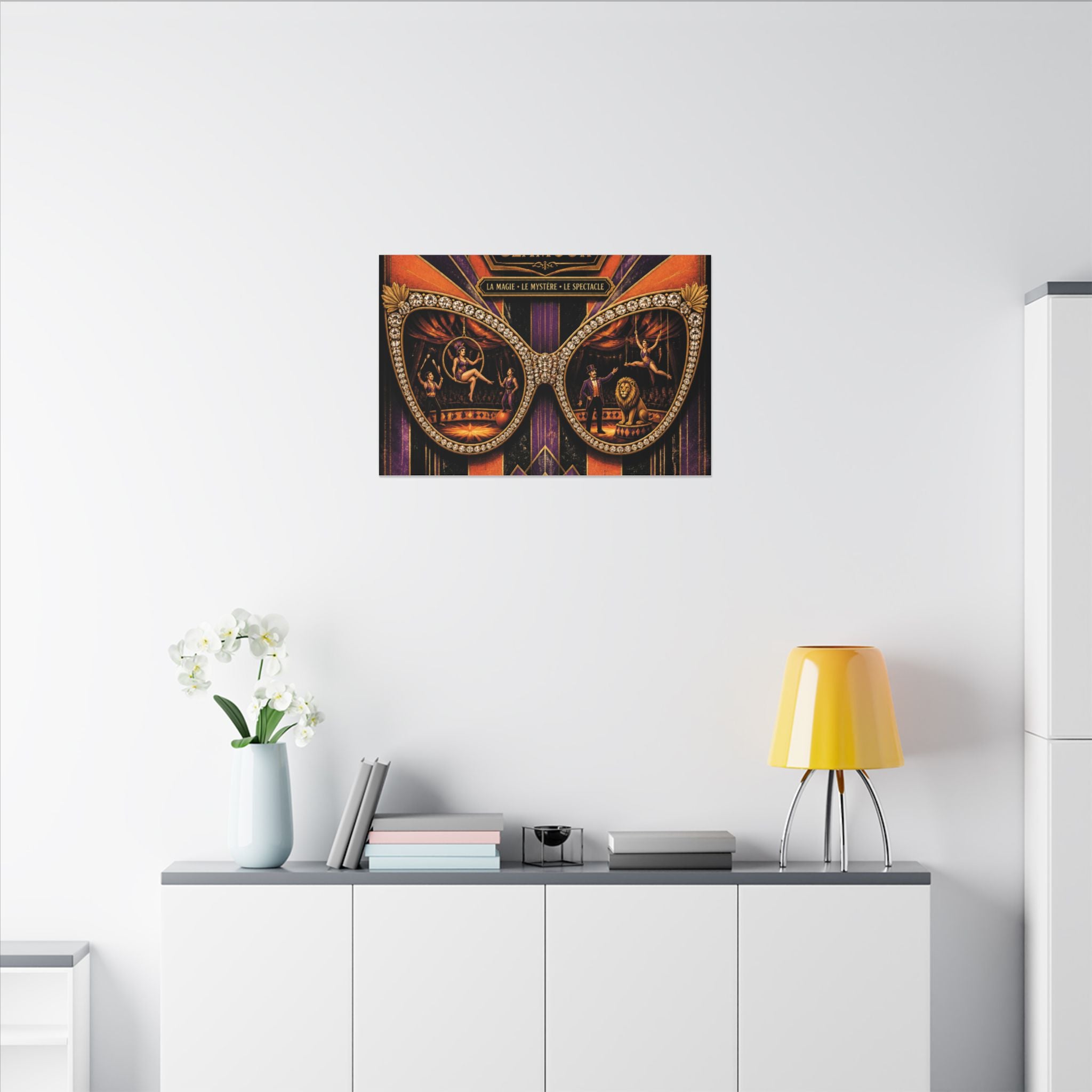 Sunglasses Circus Ring Wall Art Canvas 16×20 Art Deco Entryway Decor Maximalist Print