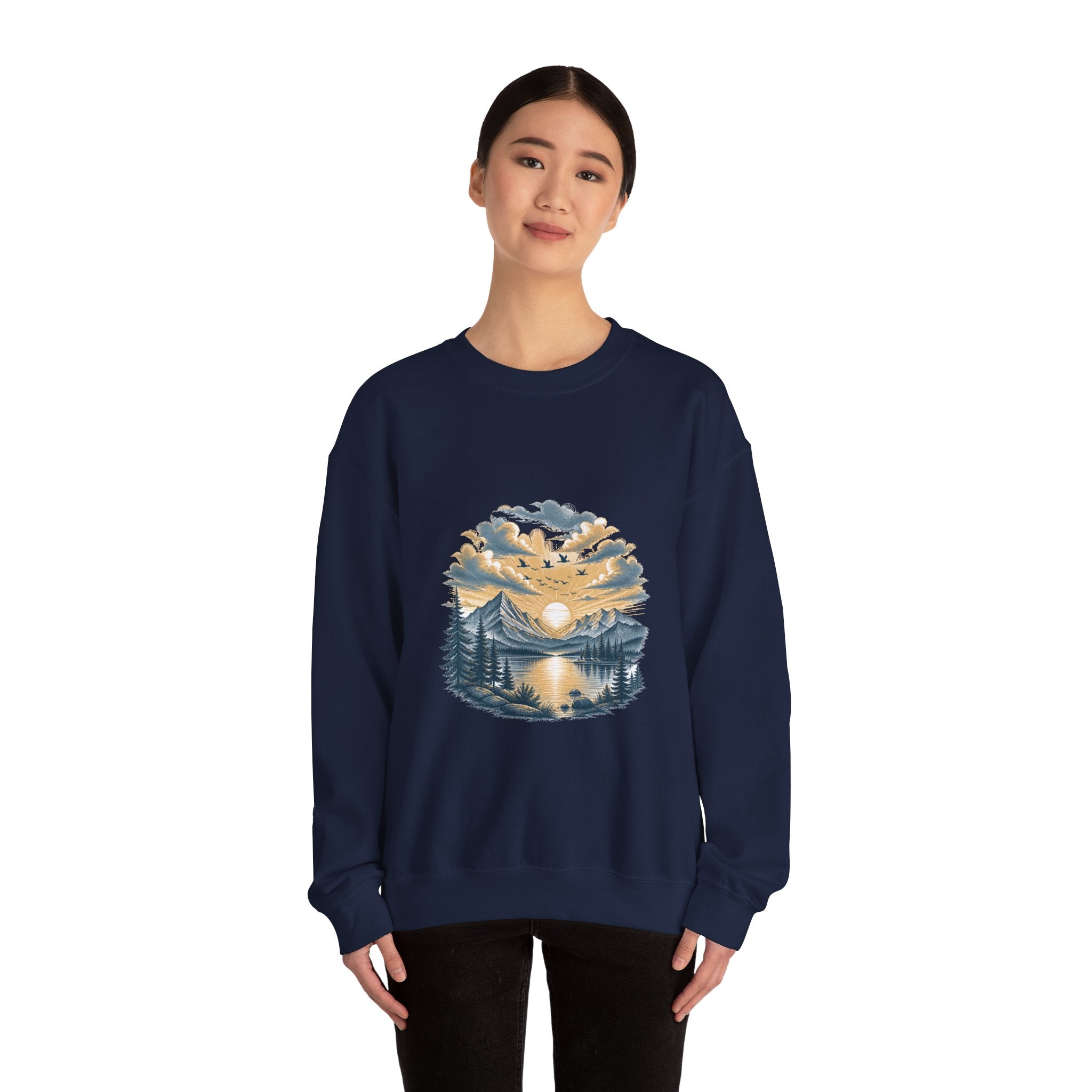 Matching Couple Sweatshirt - Sunrise & Sunset Matching Couple Comfort Colors Crew Hand-Drawn Art His Hers Anniversary Gift - Design B