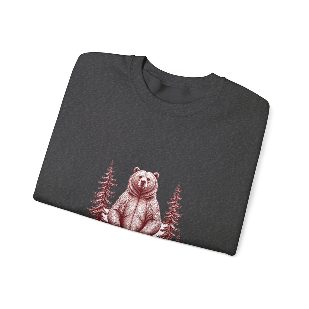 Matching Couple Sweatshirt - Bear & Deer Matching Couple Comfort Colors Crew Hand-Drawn Art His Hers Anniversary Gift - Design A