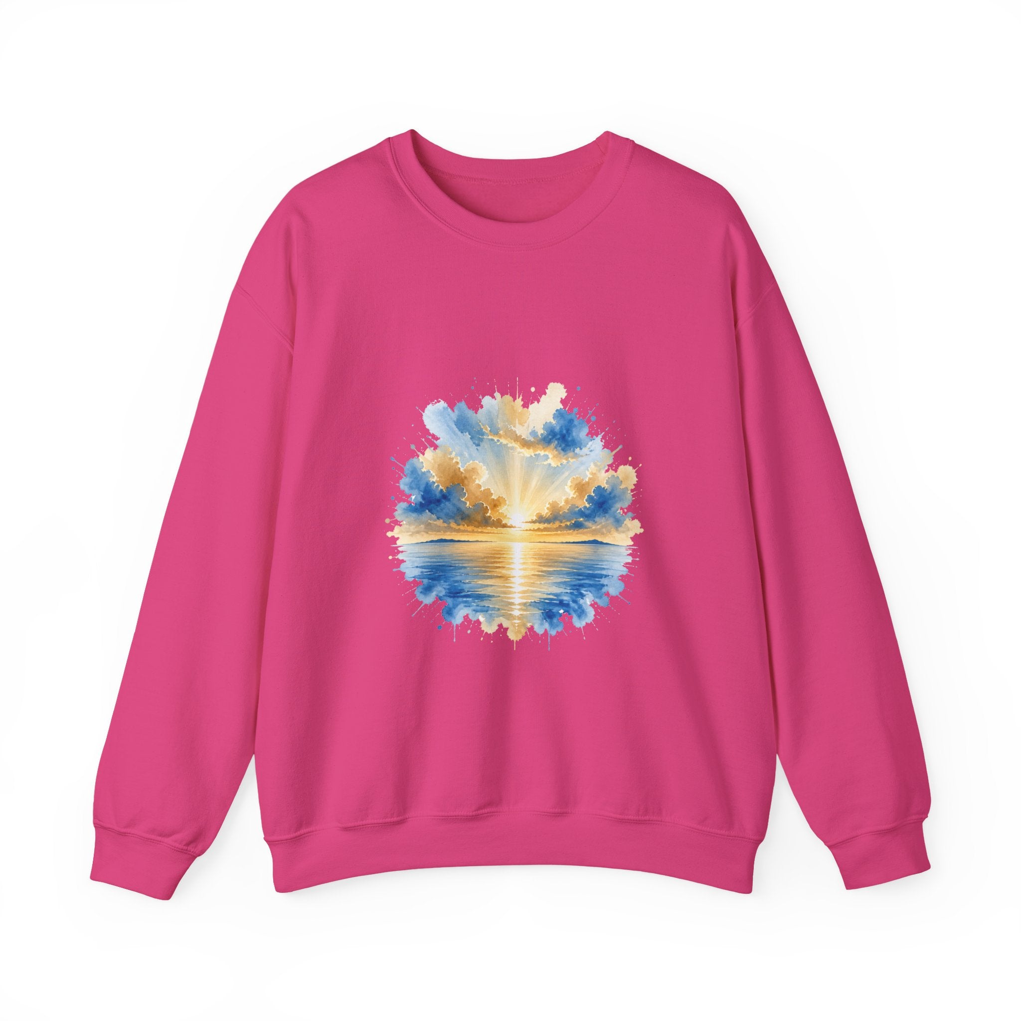 Matching Couple Sweatshirt - Sunrise & Sunset Matching Couple Crewneck Sweatshirt Watercolor Art His Hers Engagement Gift - Design A
