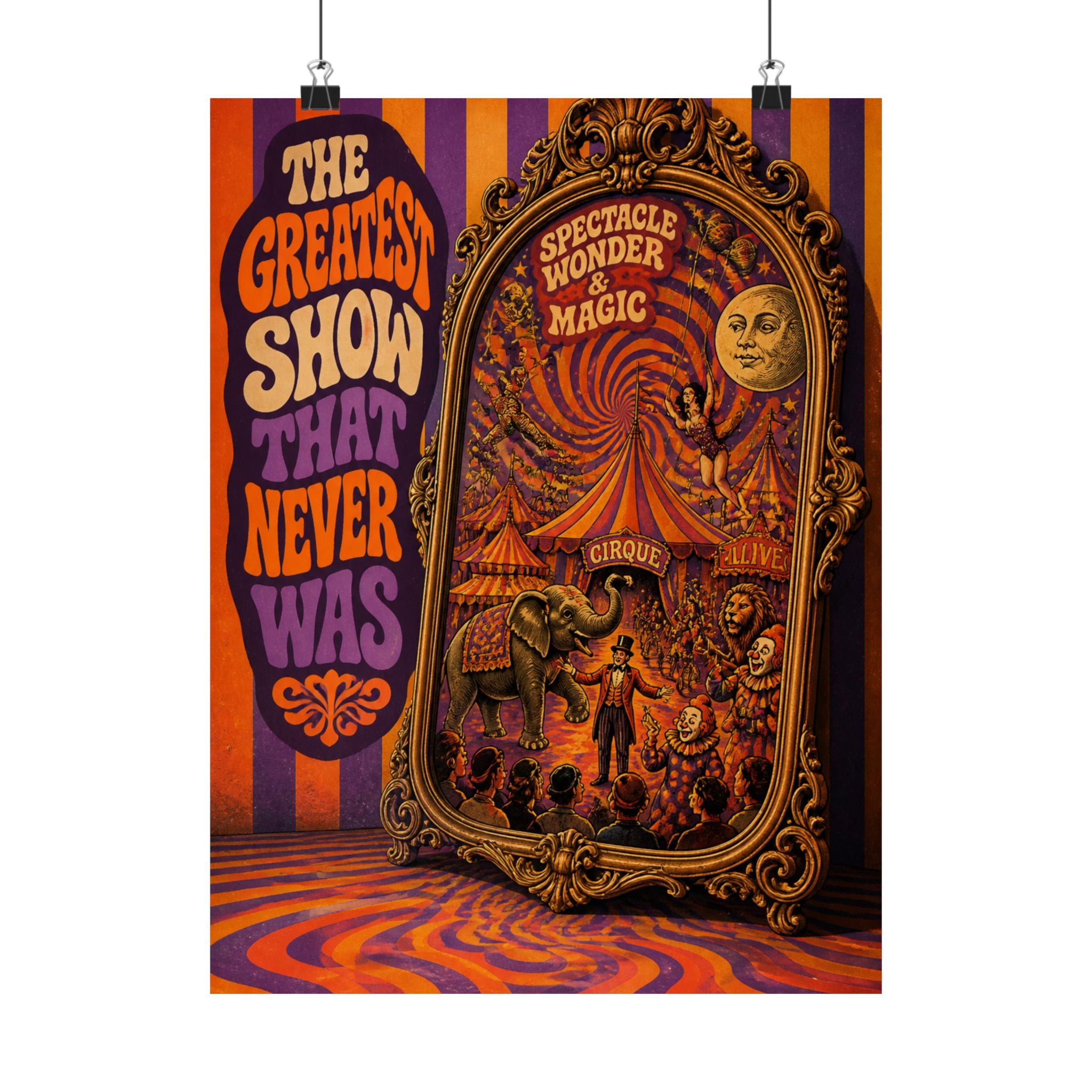 Vintage Mirror Circus Wall Art Poster 18×24 Psychedelic Cafe Decor Maximalist Print
