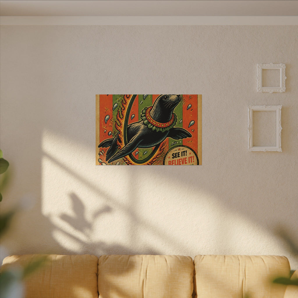 Seal Fire Hoop Wall Art Canvas 24×36 Pop Art Restaurant Decor Maximalist Print